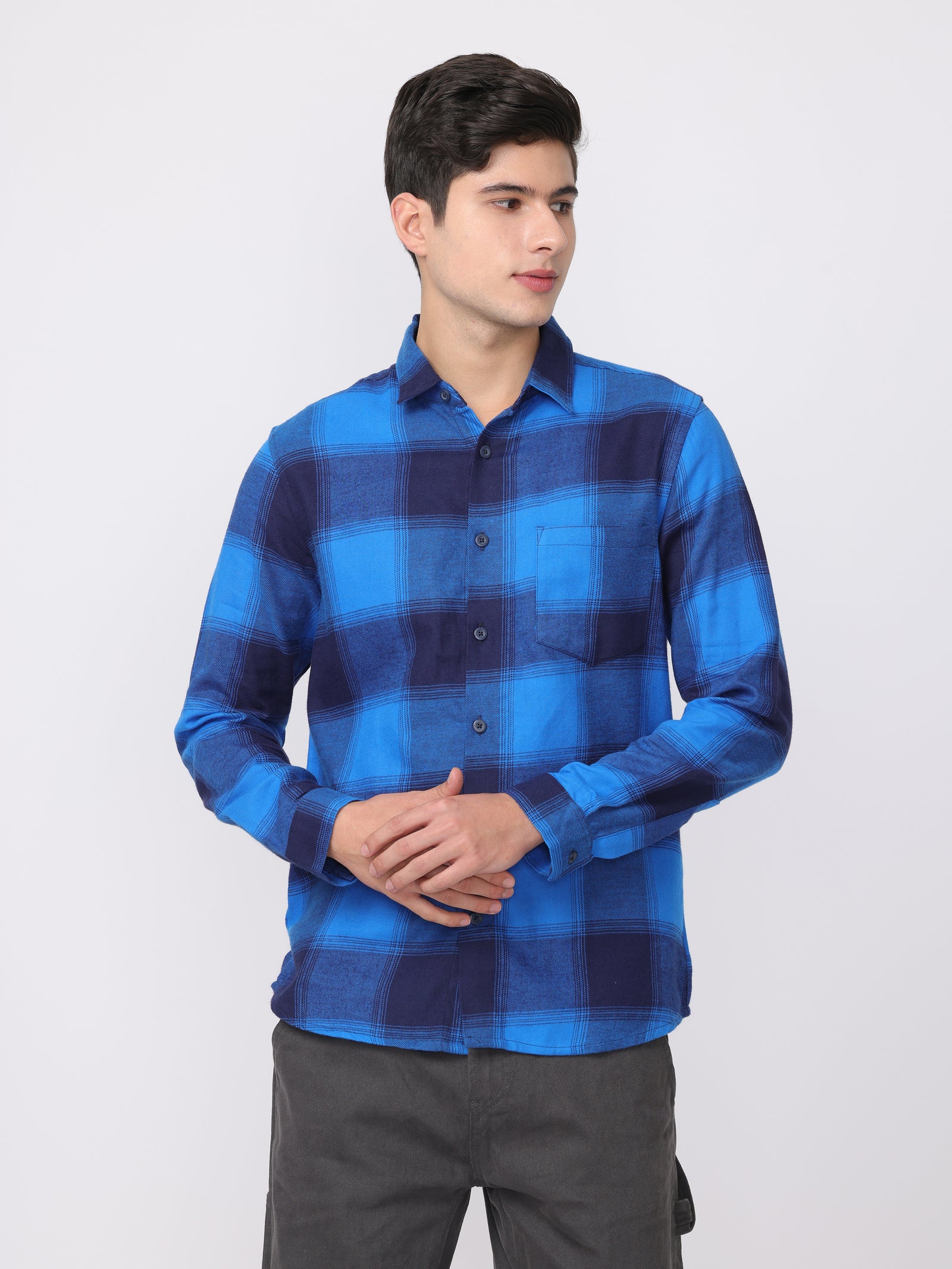 Men Blue Regular Fit Checked Shirt