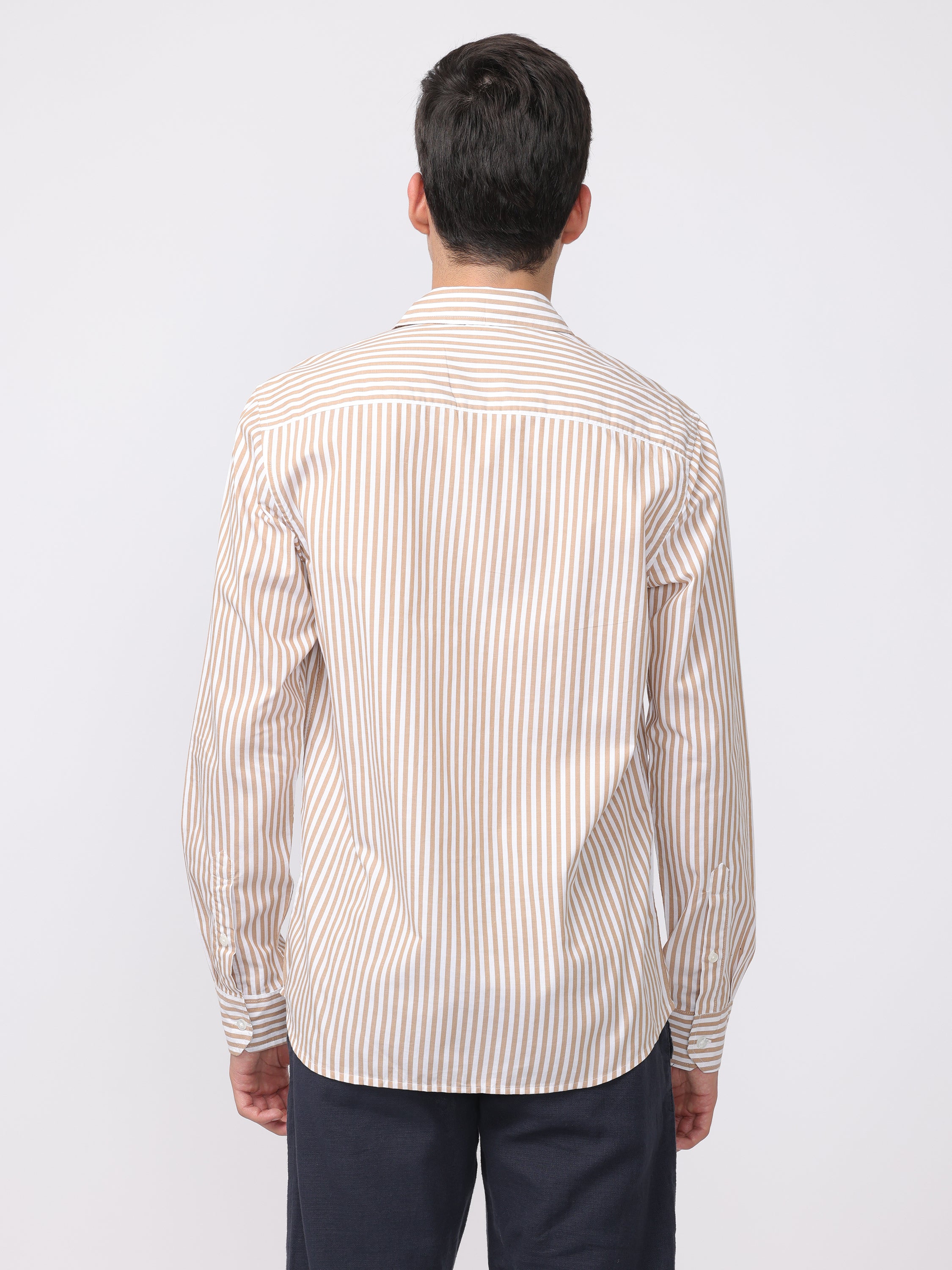 Men Brown Regular Fit Striped Shirt