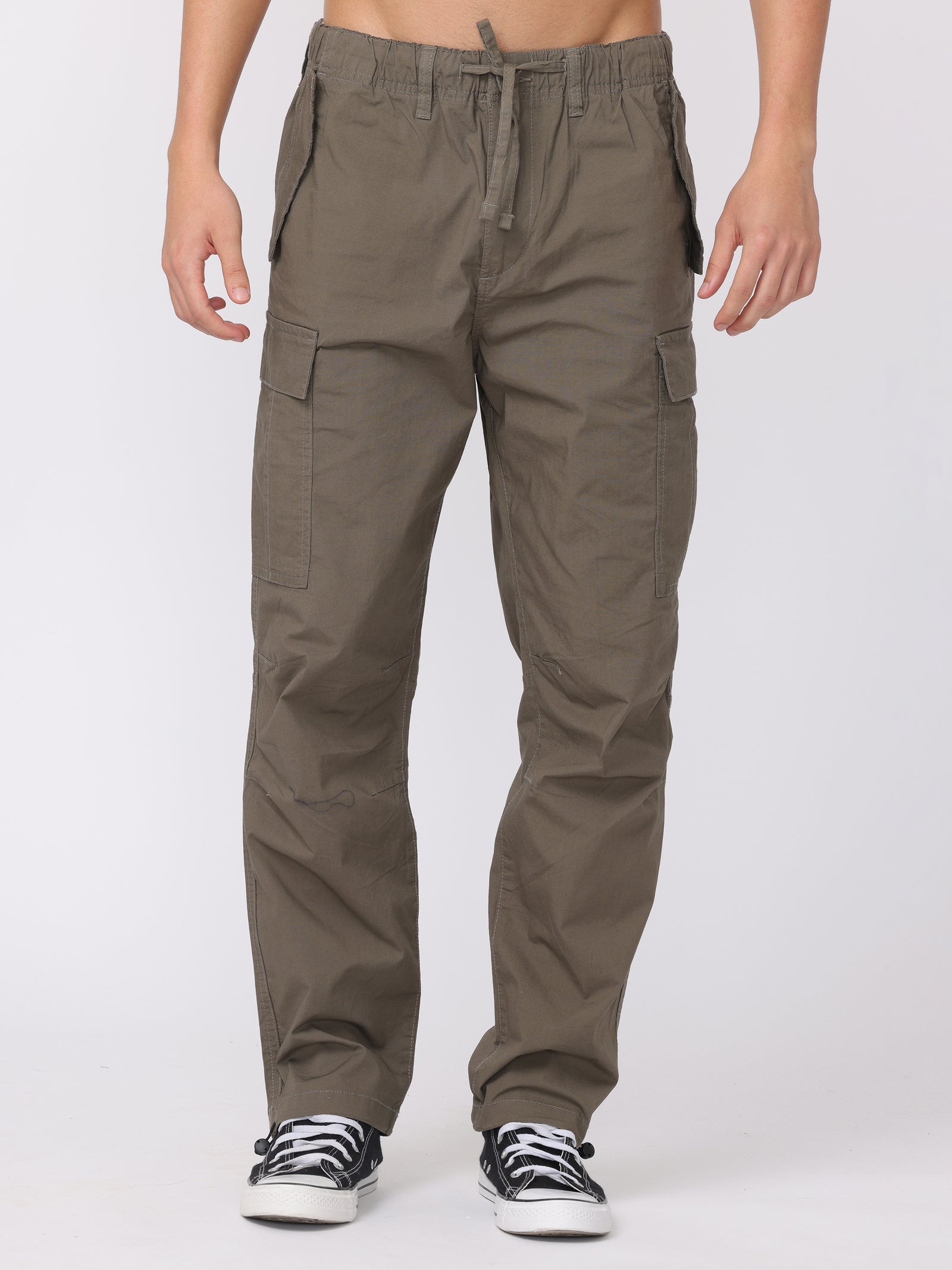 Men Olive Regular Fit Cargo Pants