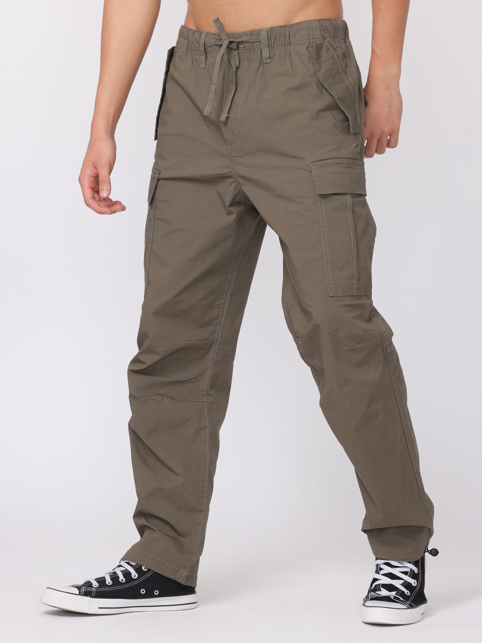 Men Olive Regular Fit Cargo Pants