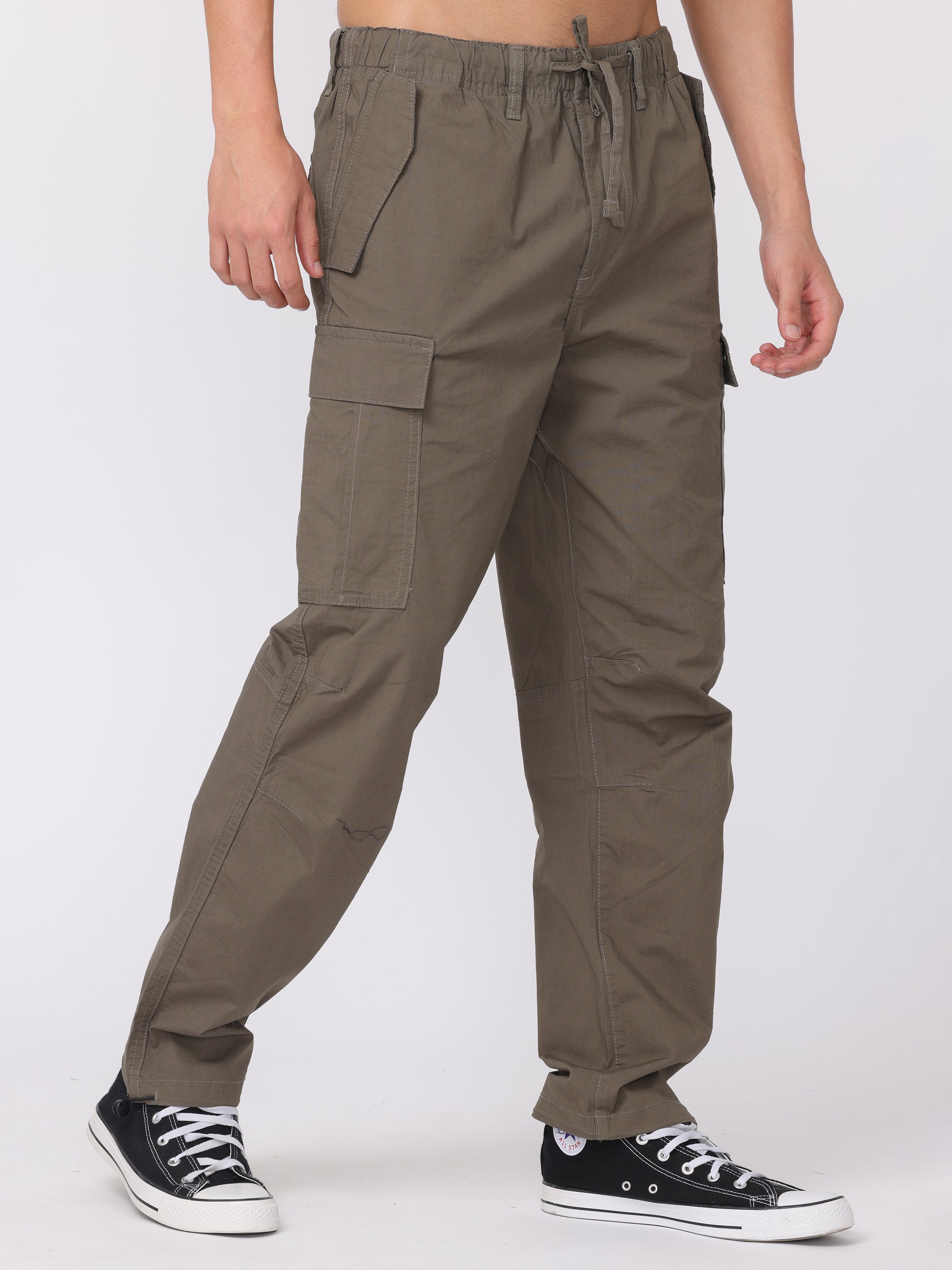 Men Olive Regular Fit Cargo Pants