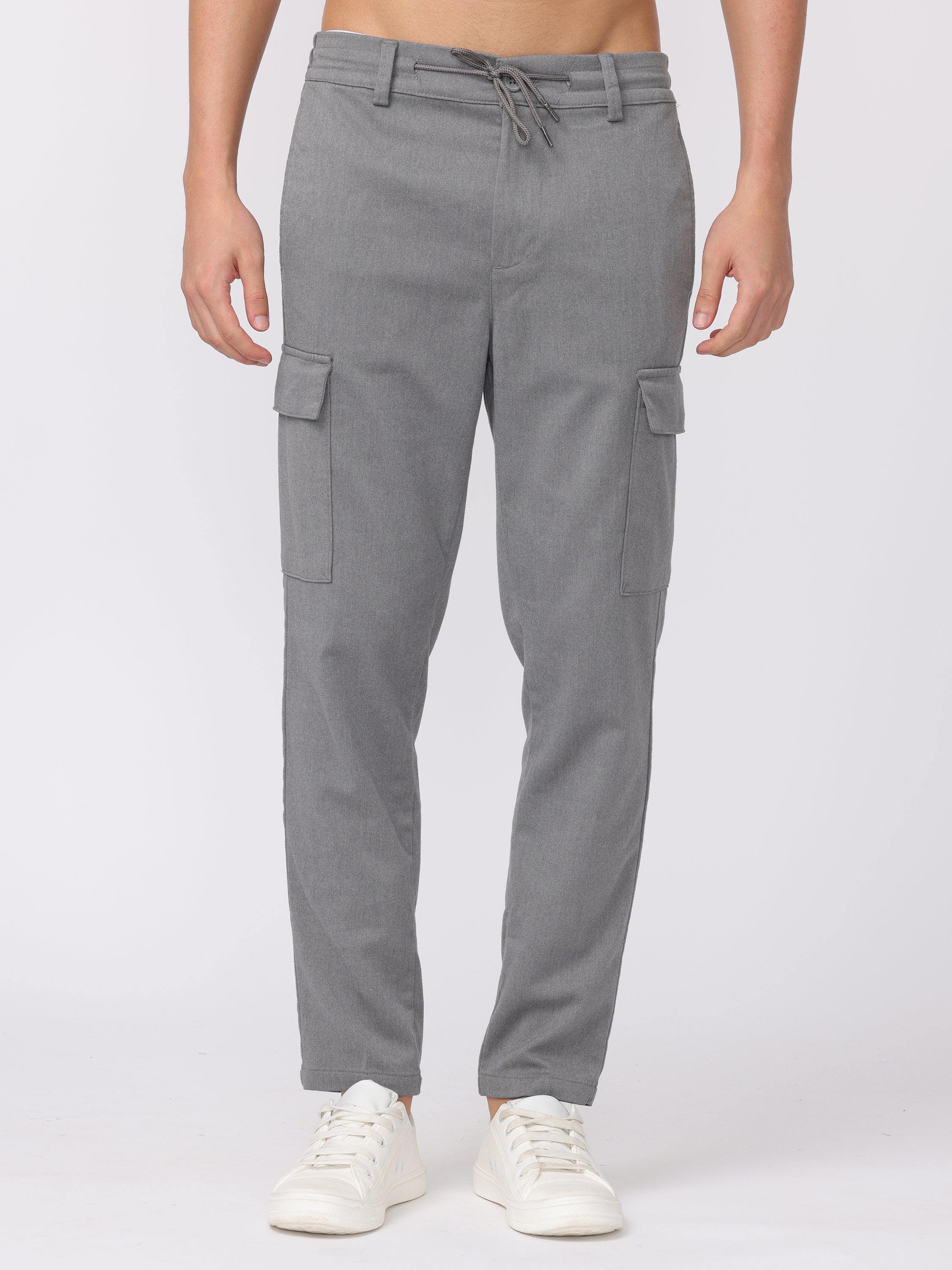 Men Grey Regular Fit Cargo Pants