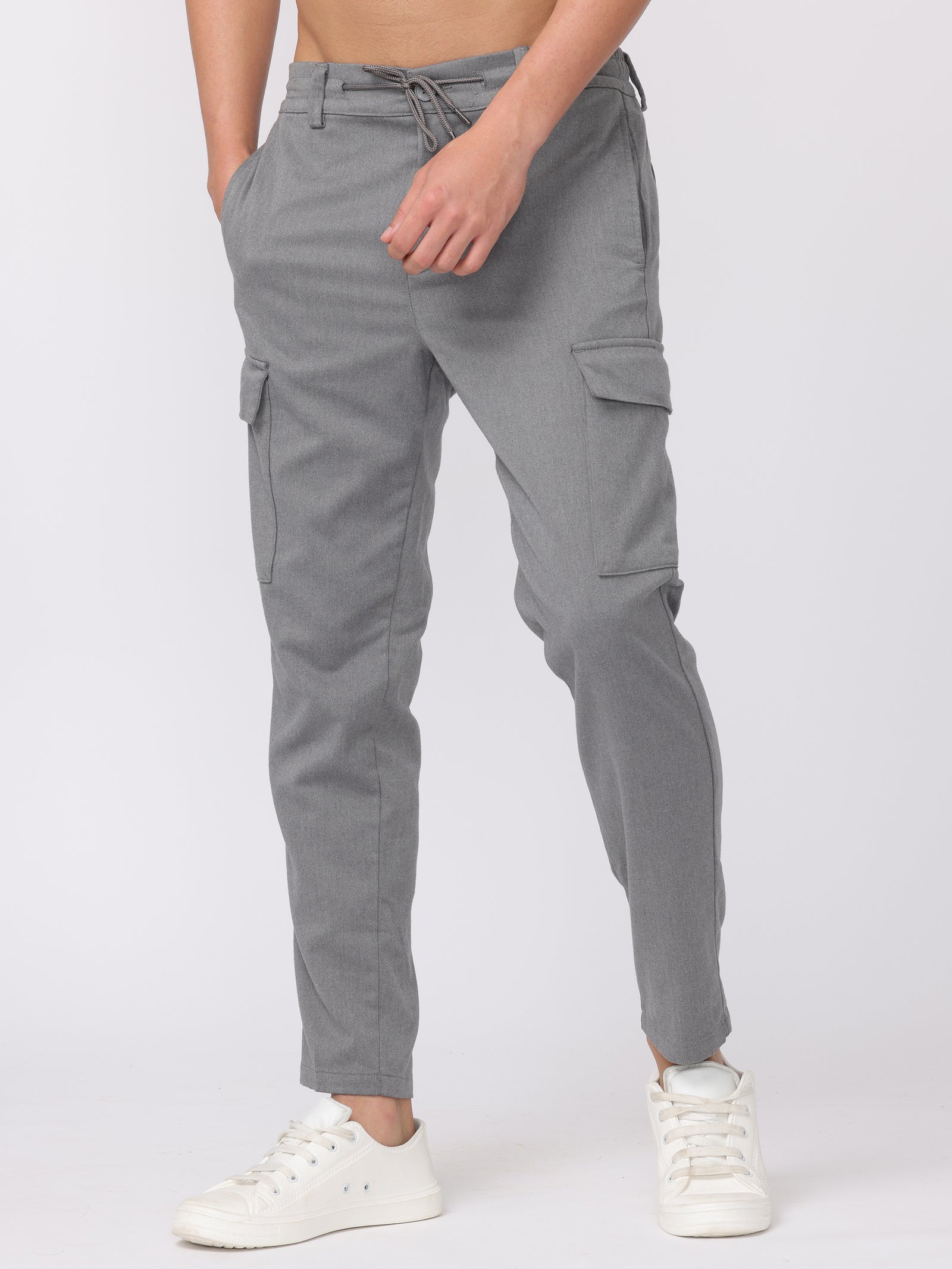 Men Grey Regular Fit Cargo Pants