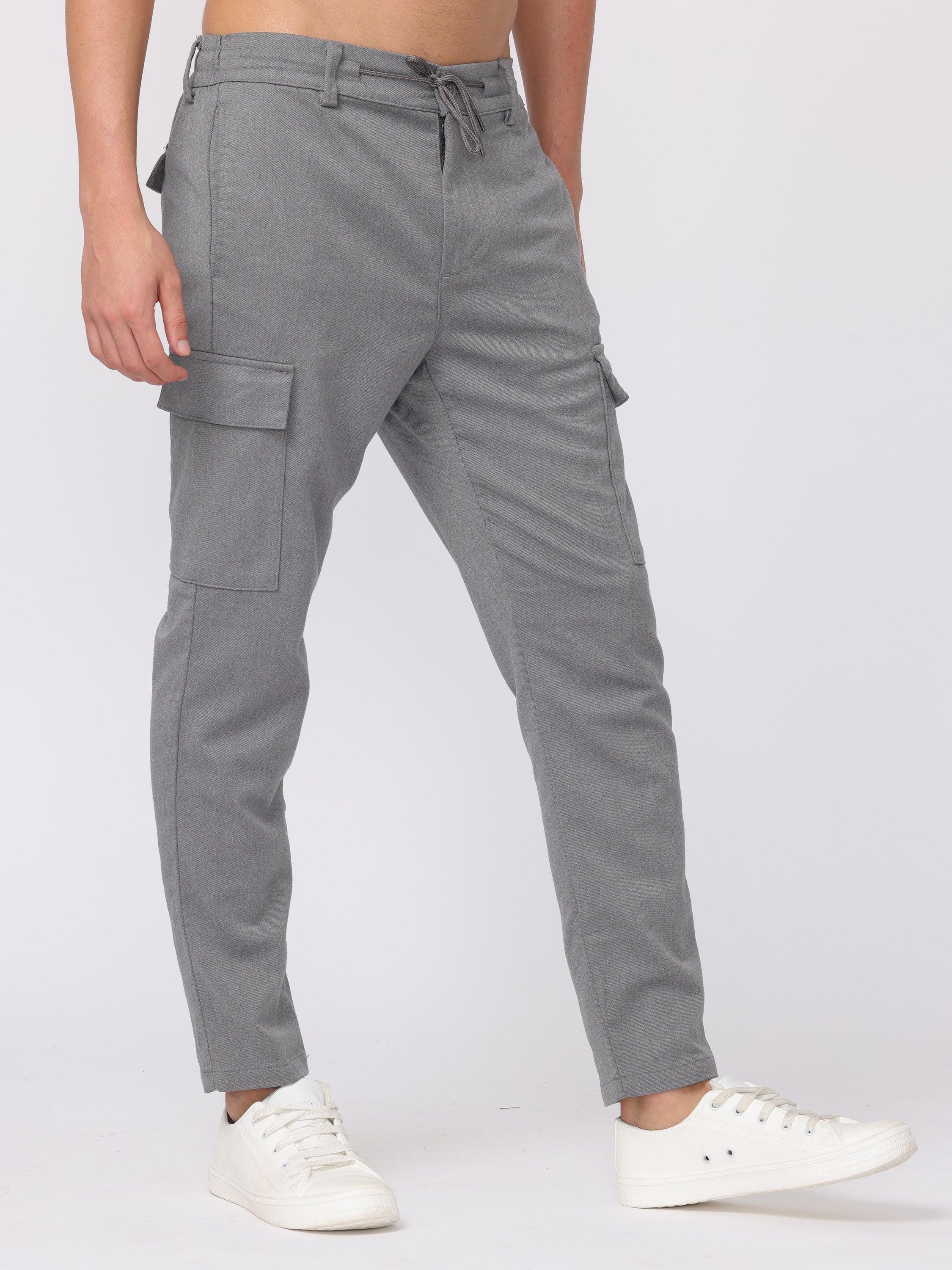 Men Grey Regular Fit Cargo Pants