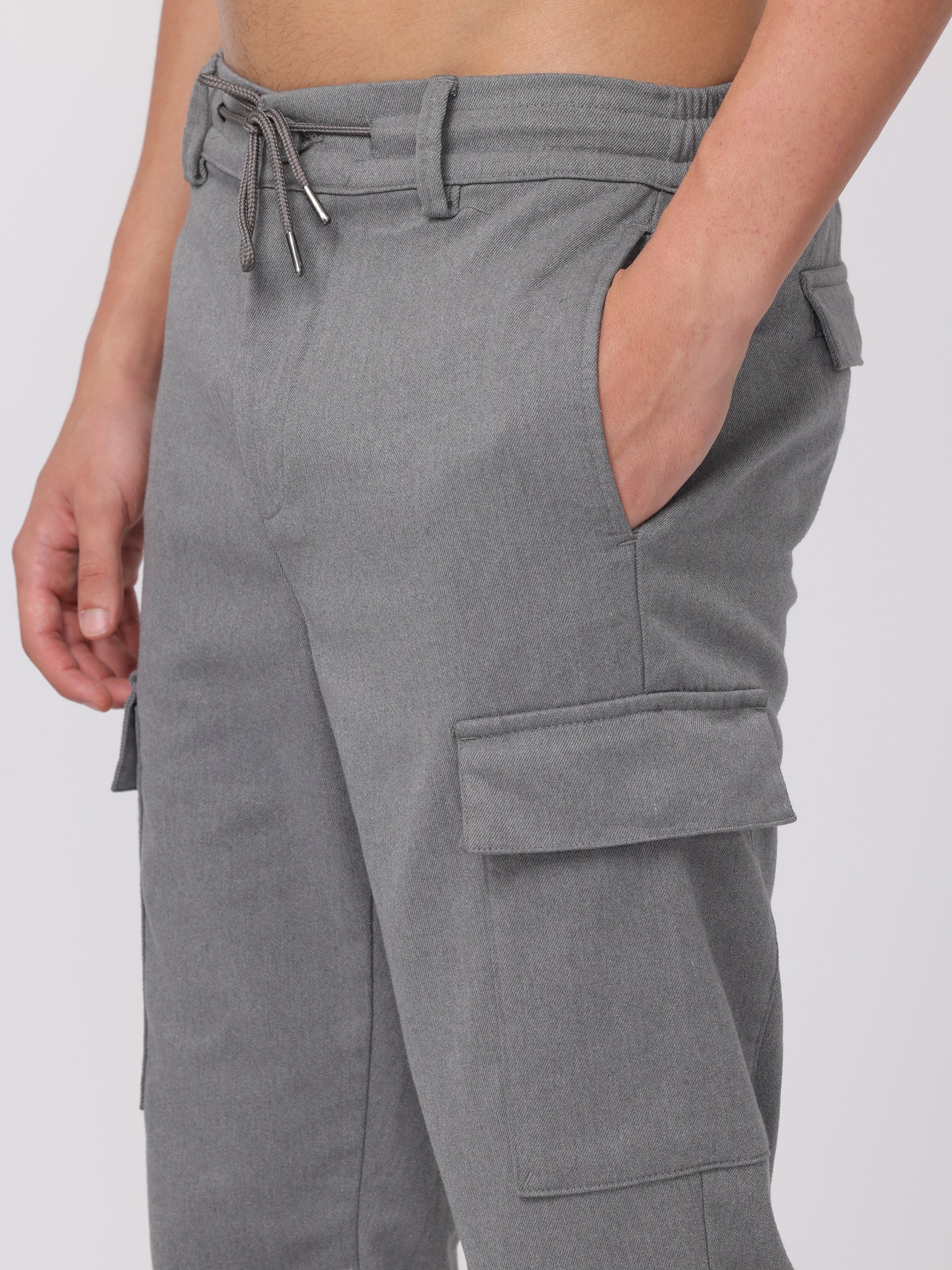 Men Grey Regular Fit Cargo Pants