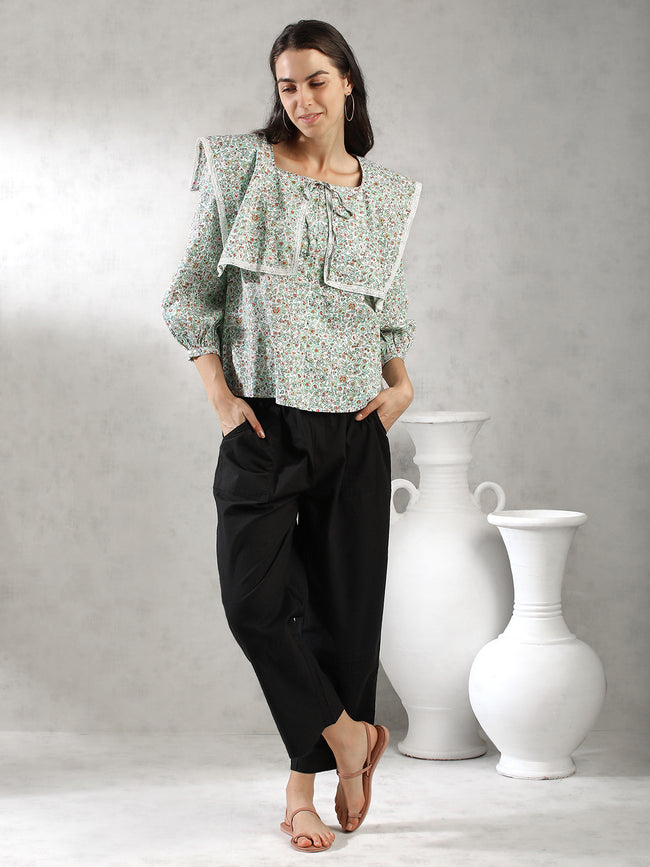 Women Green Printed A-Line Tops