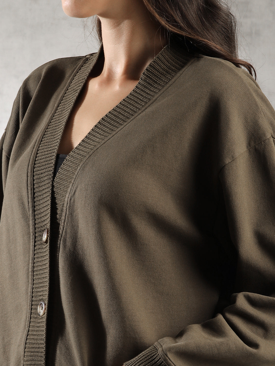 Women Olive Oversize Cardigan