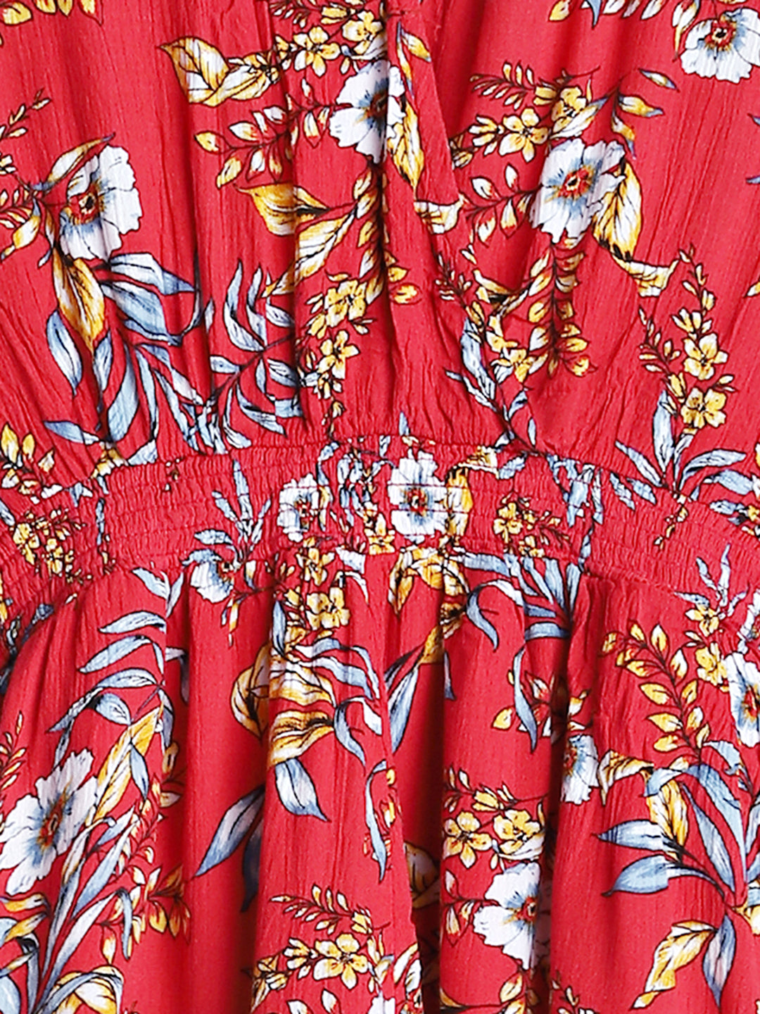 Women Red Tropical Print Romper