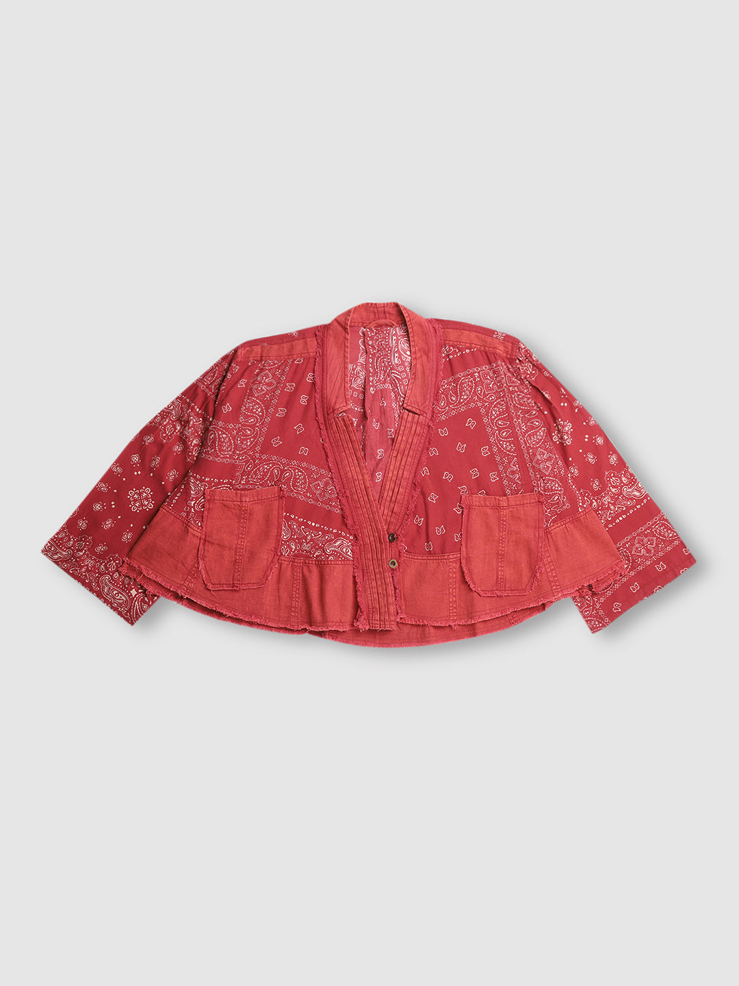 Women red Oversize Boho Denim Jacket