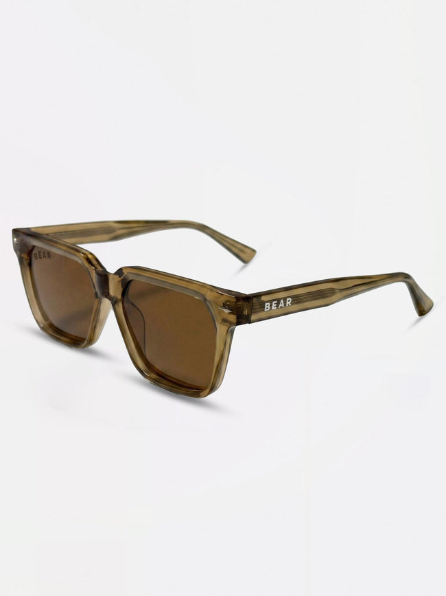 Men Smoke Brown Transparent Square Sunglasses with Brown Gradient Lenses