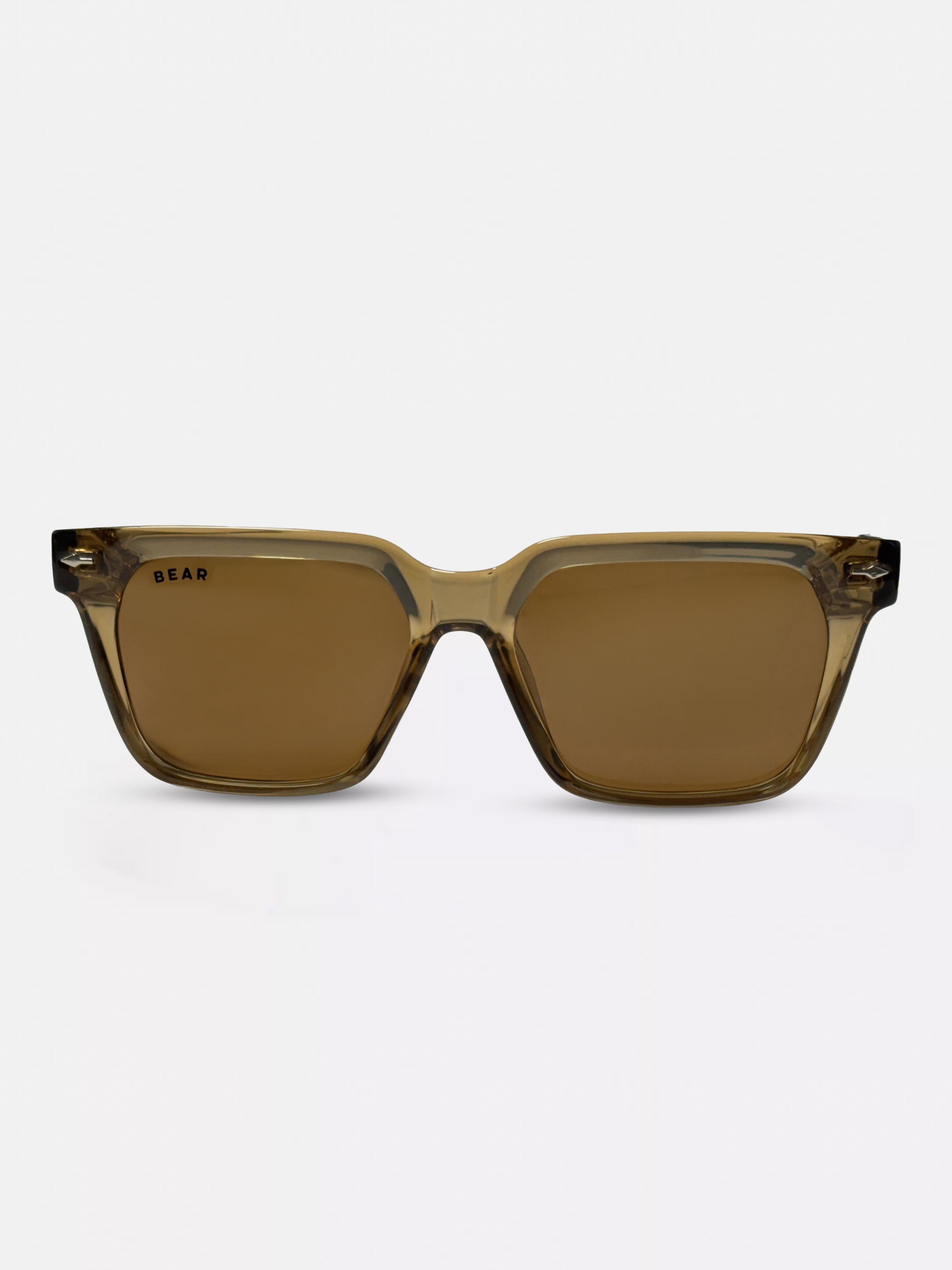 Men Smoke Brown Transparent Square Sunglasses with Brown Gradient Lenses