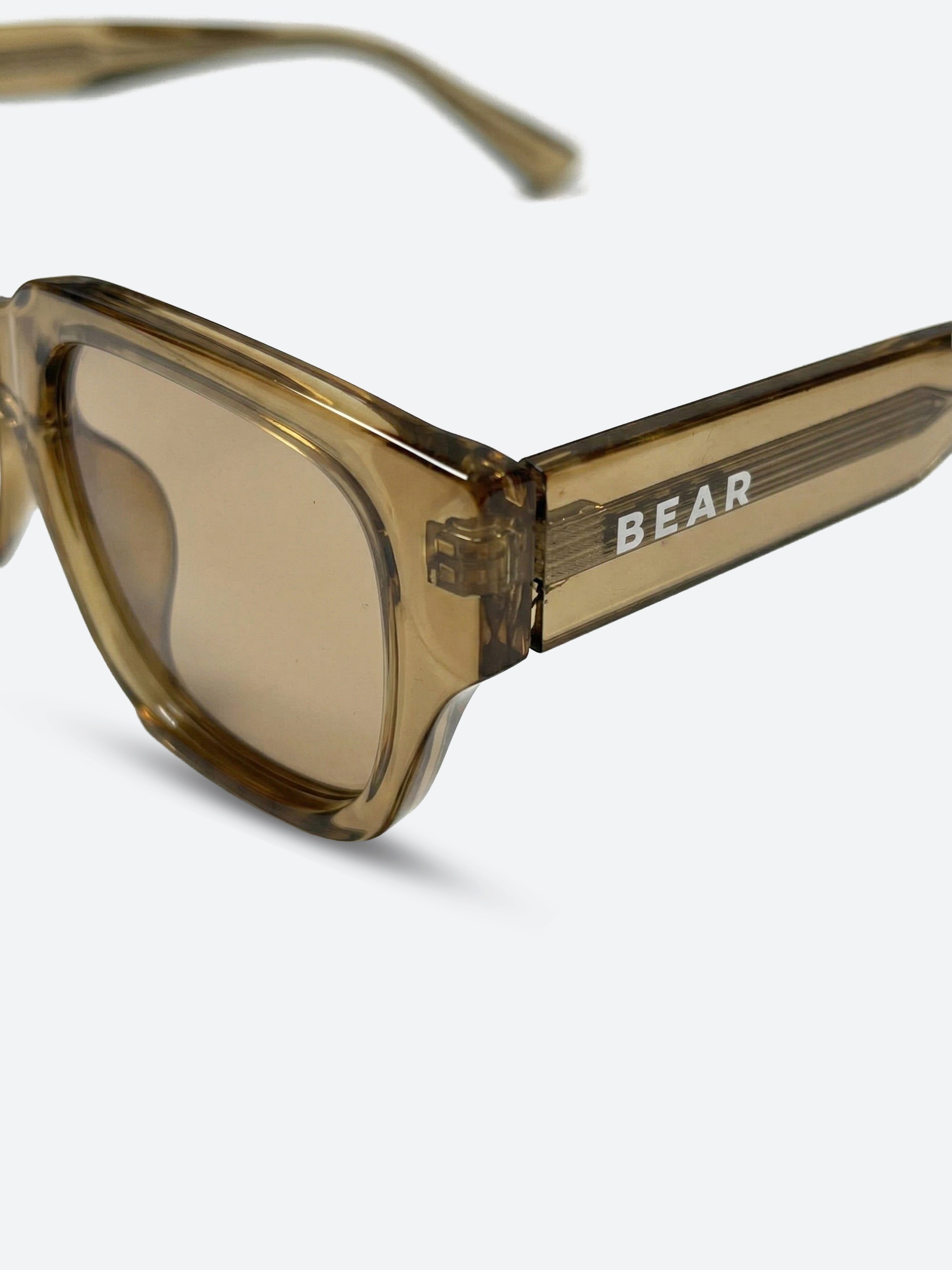 Men Smoke Brown Transparent Square Sunglasses with Brown Gradient Lenses