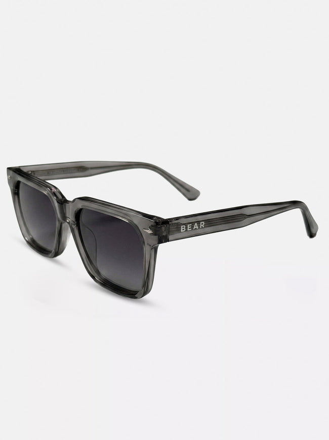 Men Smoke Grey Transparent Square Sunglasses with Grey Gradient Lenses