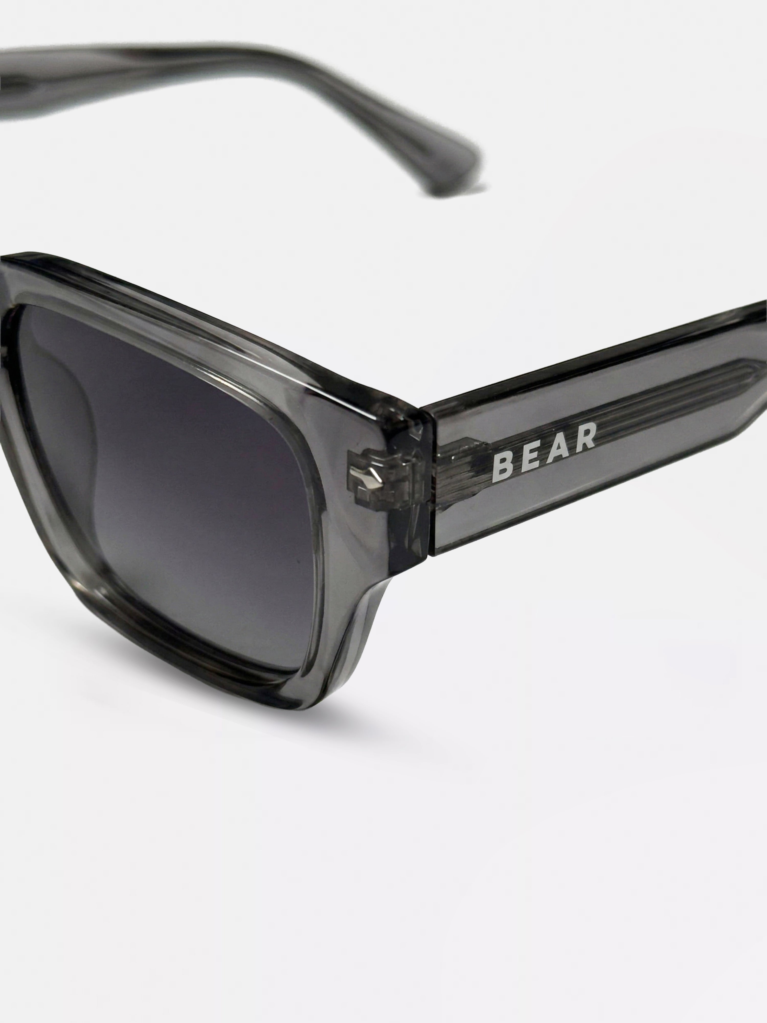 Men Smoke Grey Transparent Square Sunglasses with Grey Gradient Lenses