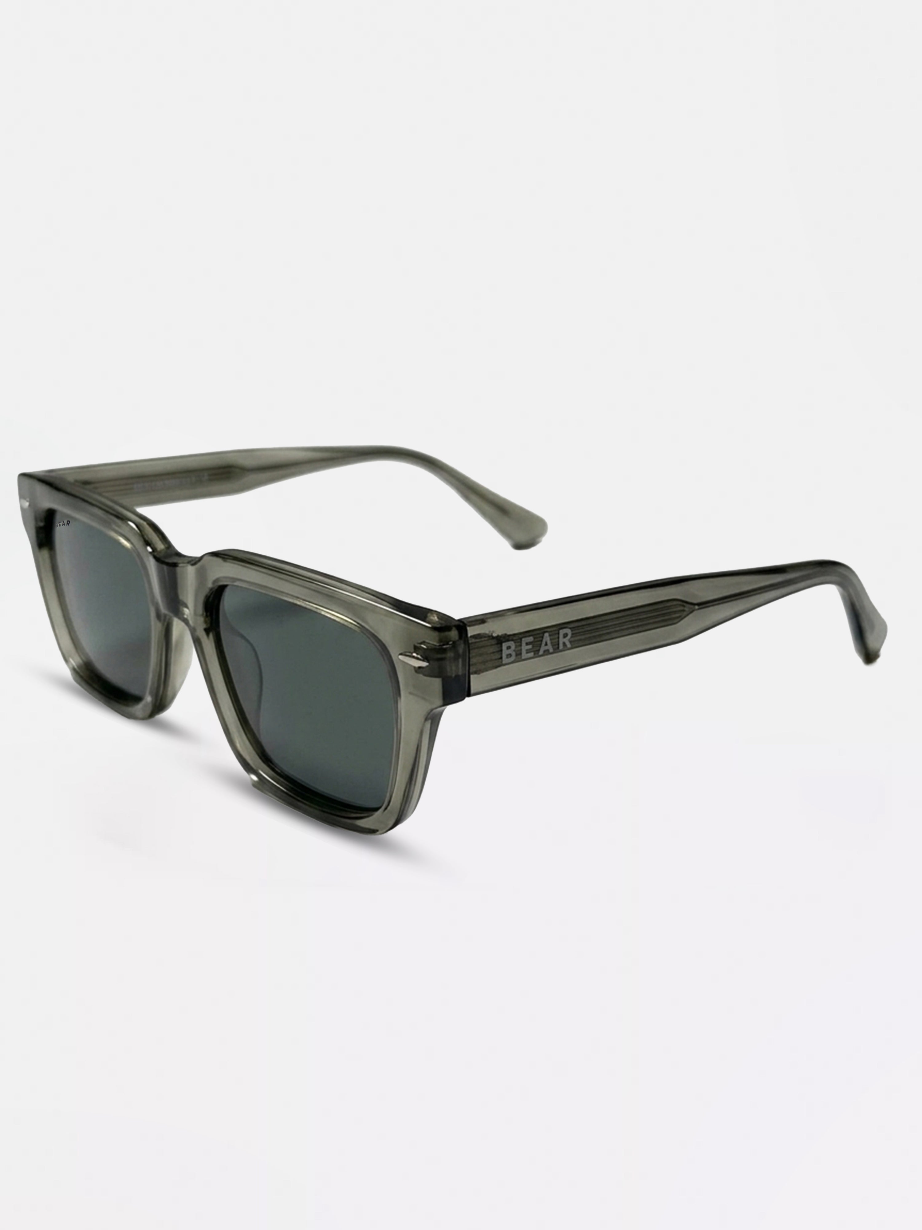 Men Smoke Olive Transparent Square Sunglasses with Olive Gradient Lenses