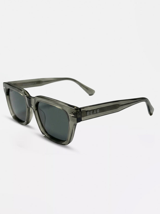 Men Smoke Olive Transparent Square Sunglasses with Olive Gradient Lenses