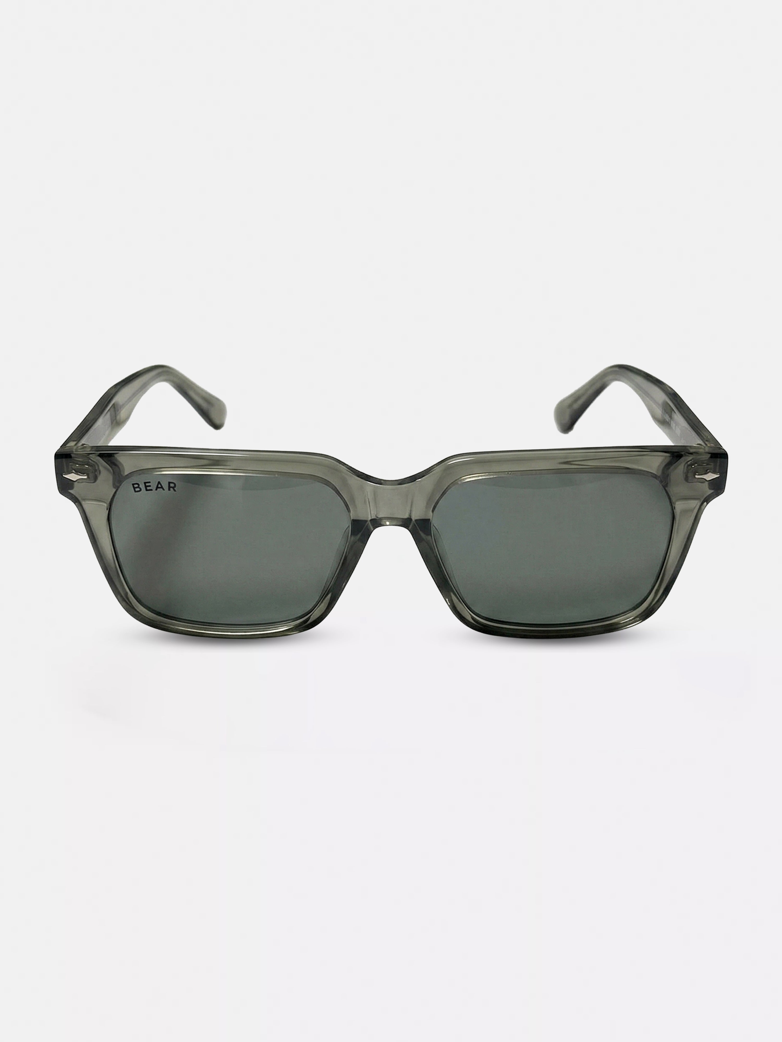 Men Smoke Olive Transparent Square Sunglasses with Olive Gradient Lenses