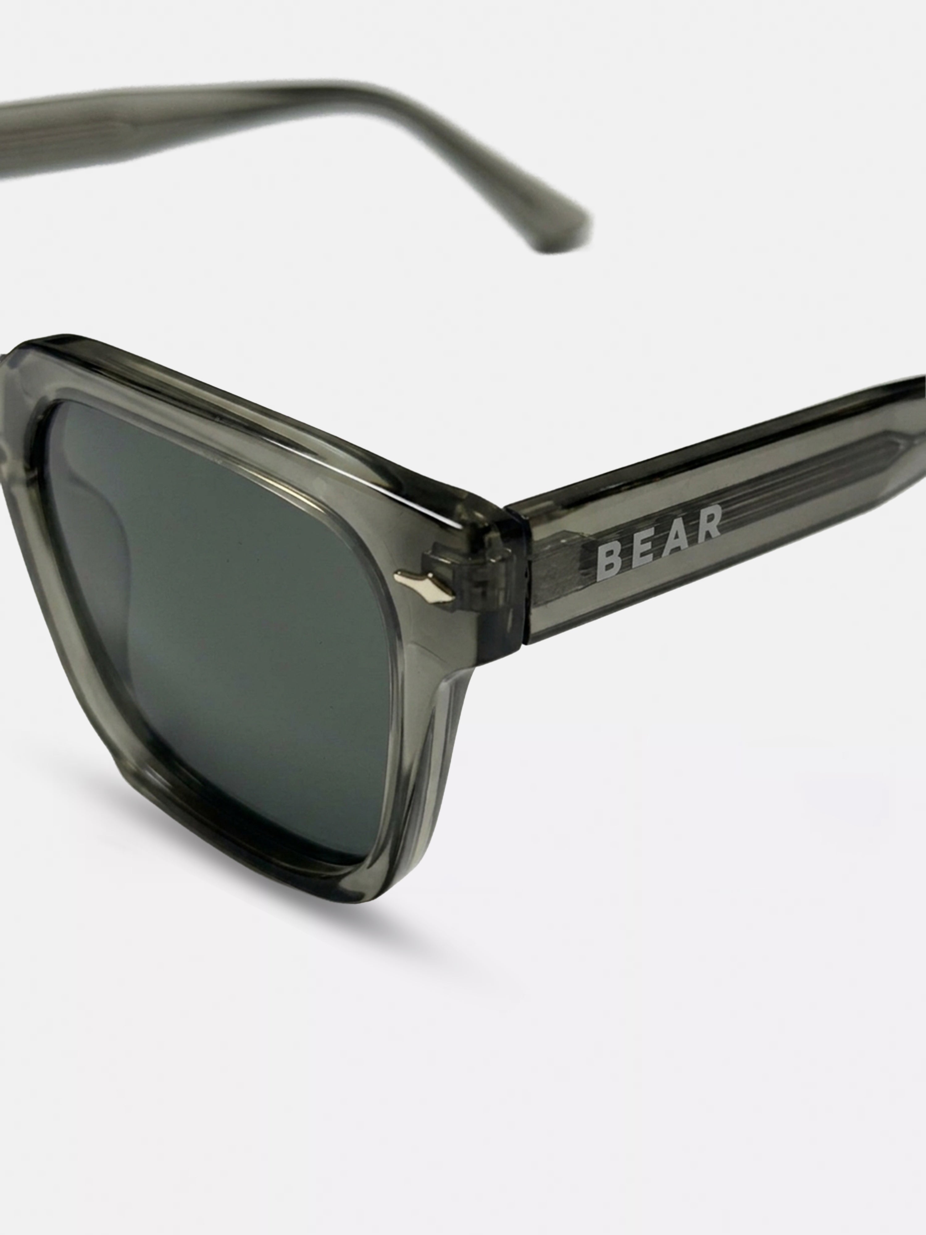 Men Smoke Olive Transparent Square Sunglasses with Olive Gradient Lenses