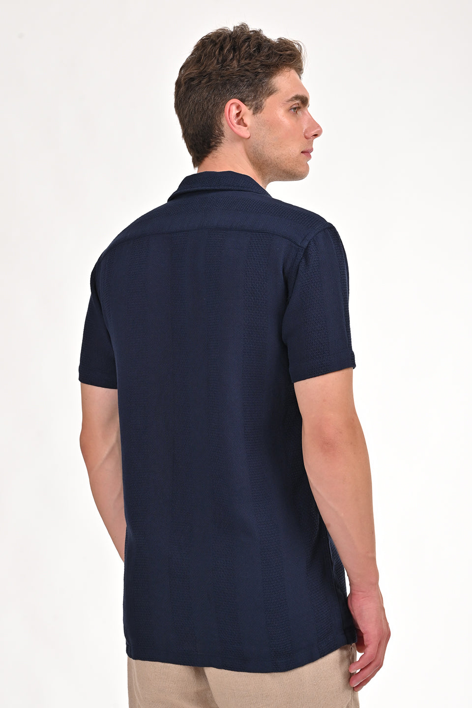 Men Cotton Dobby Solid Shirt