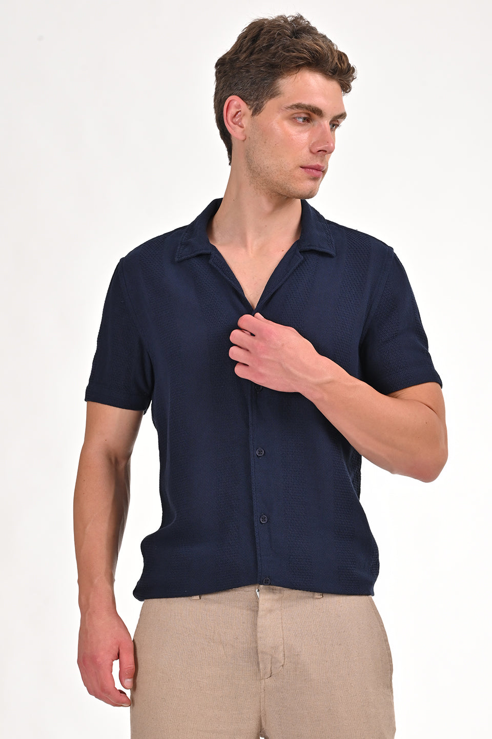 Men Cotton Dobby Solid Shirt