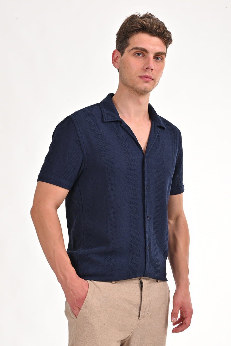 Men Cotton Dobby Solid Shirt