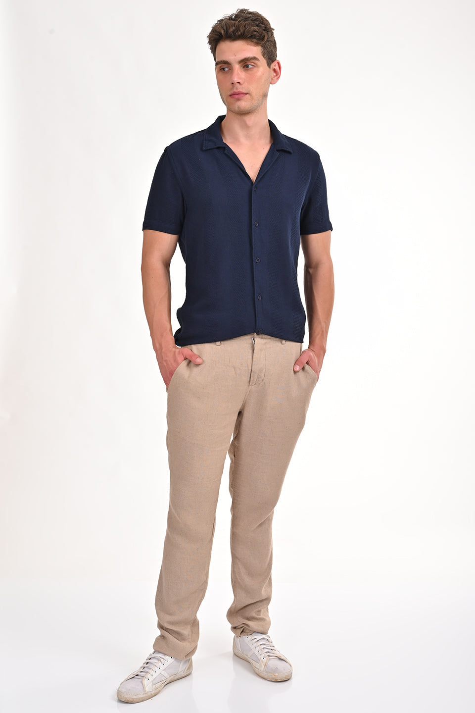 Men Cotton Dobby Solid Shirt