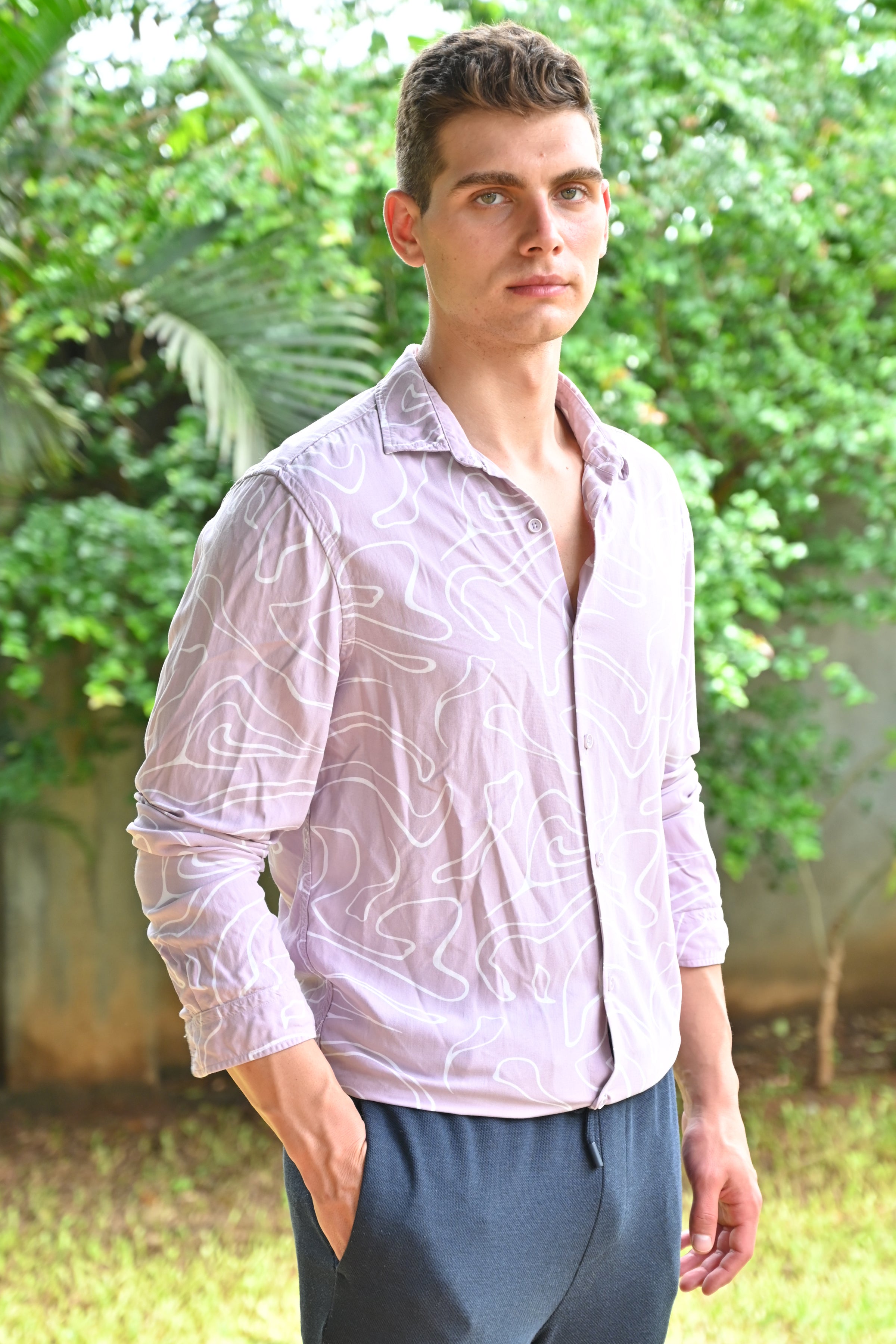 Men Viscose Abstract Print Shirt