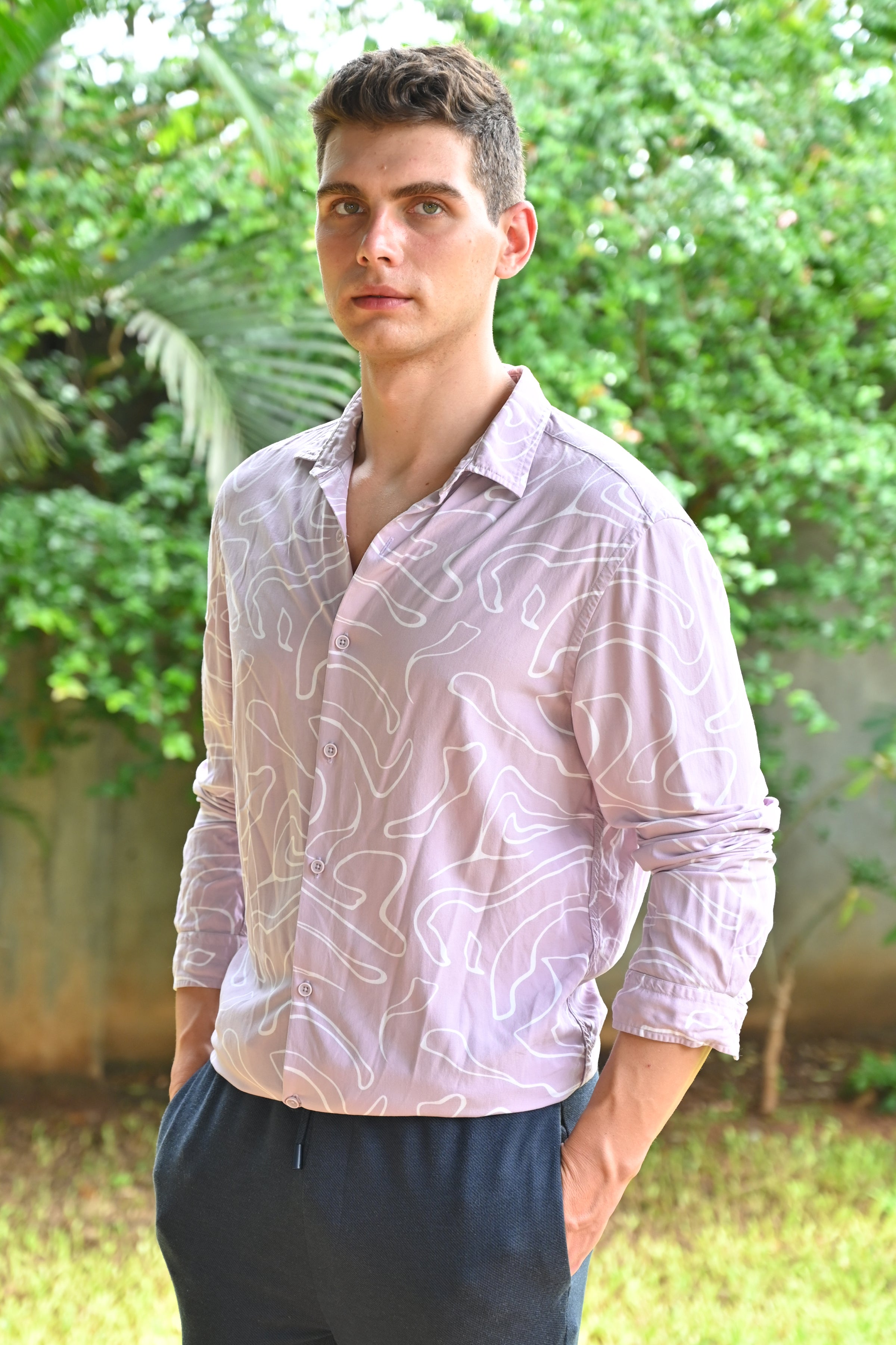 Men Viscose Abstract Print Shirt