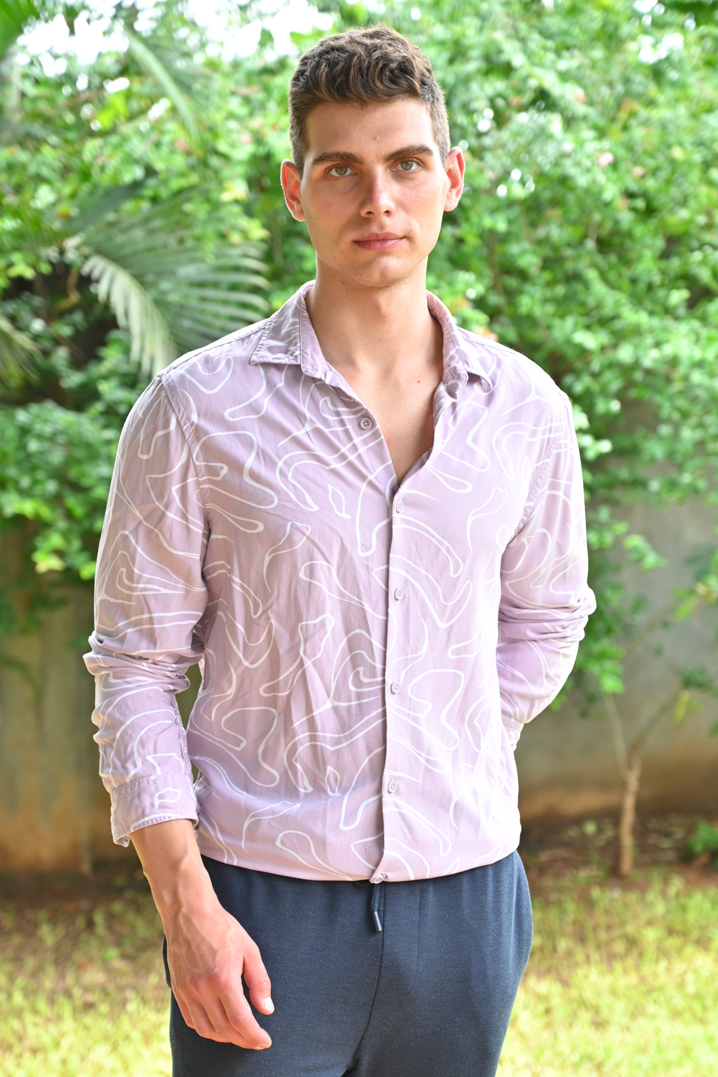 Men Viscose Abstract Print Shirt