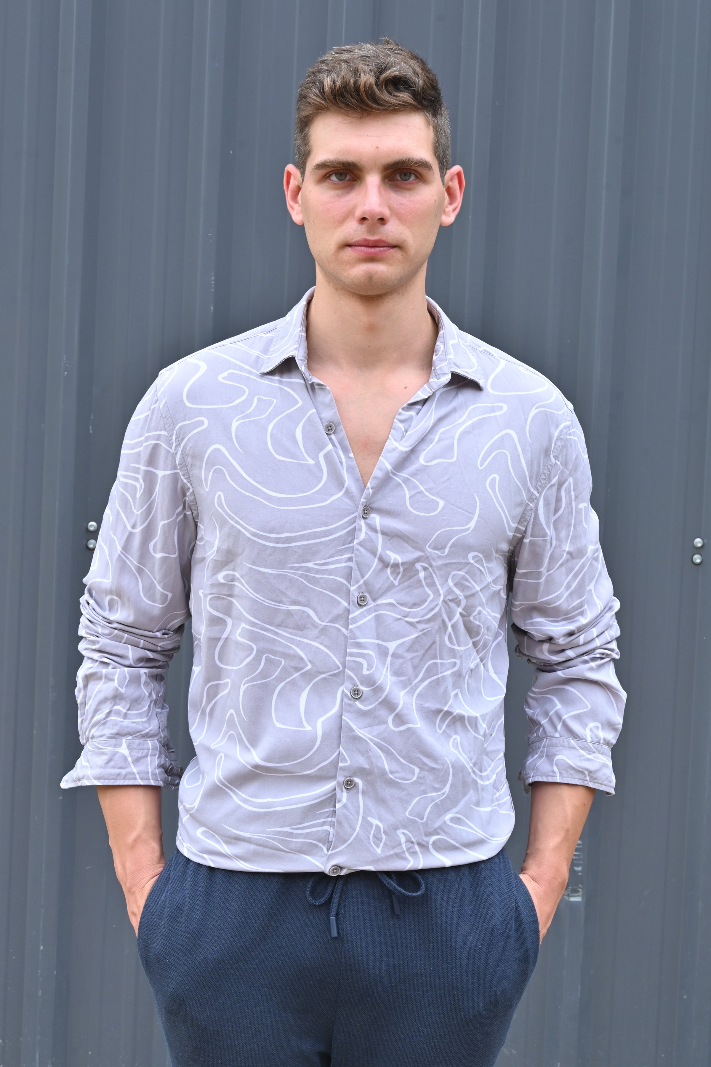 Men Viscose Abstract Print Shirt
