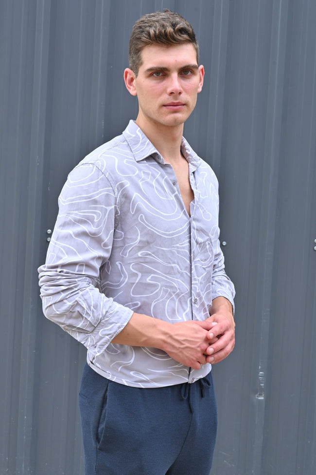 Men Viscose Abstract Print Shirt