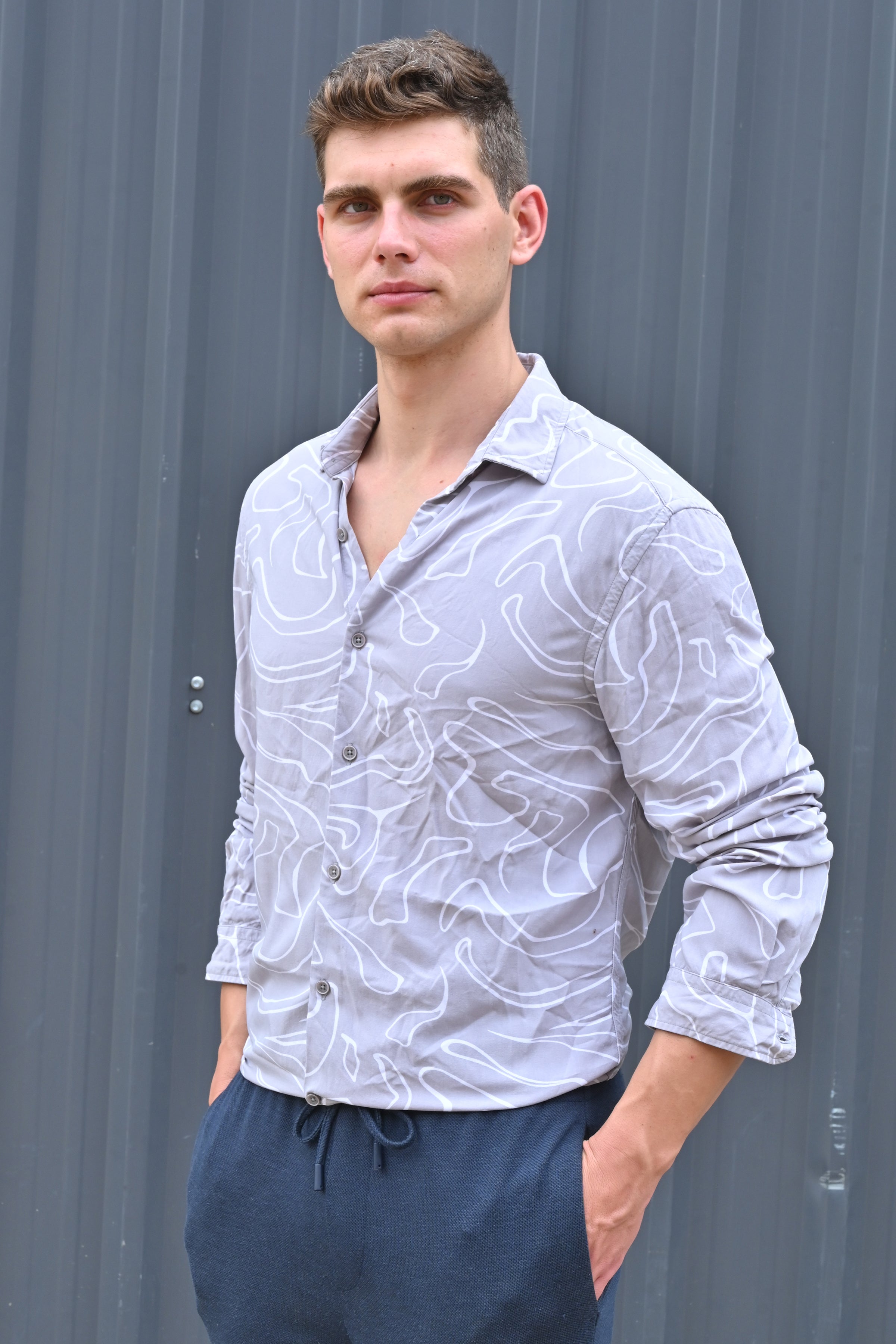Men Viscose Abstract Print Shirt