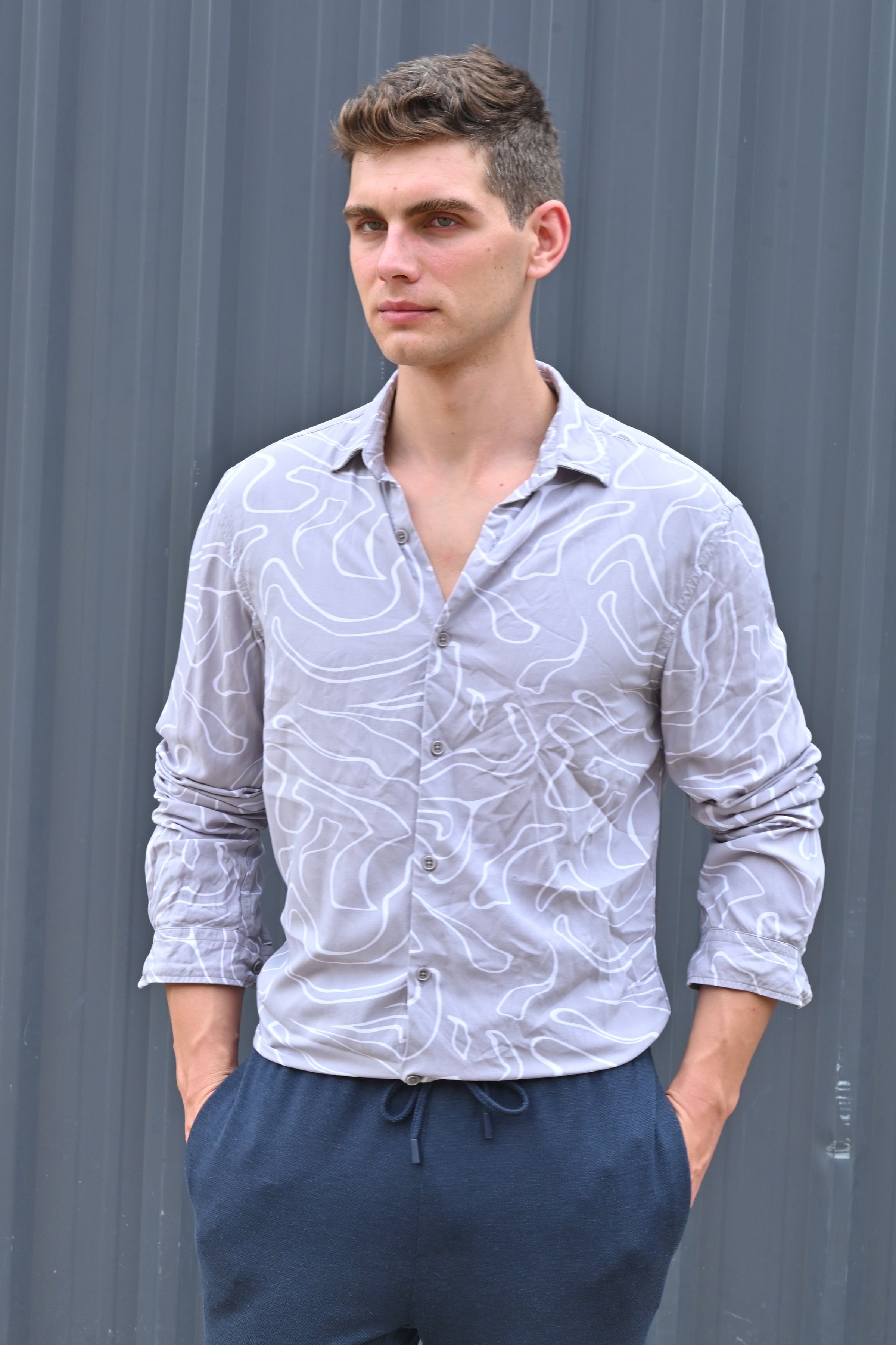 Men Viscose Abstract Print Shirt
