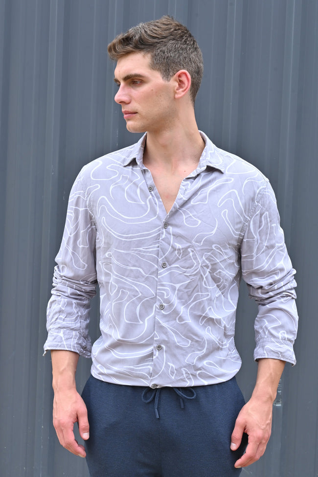 Men Viscose Abstract Print Shirt