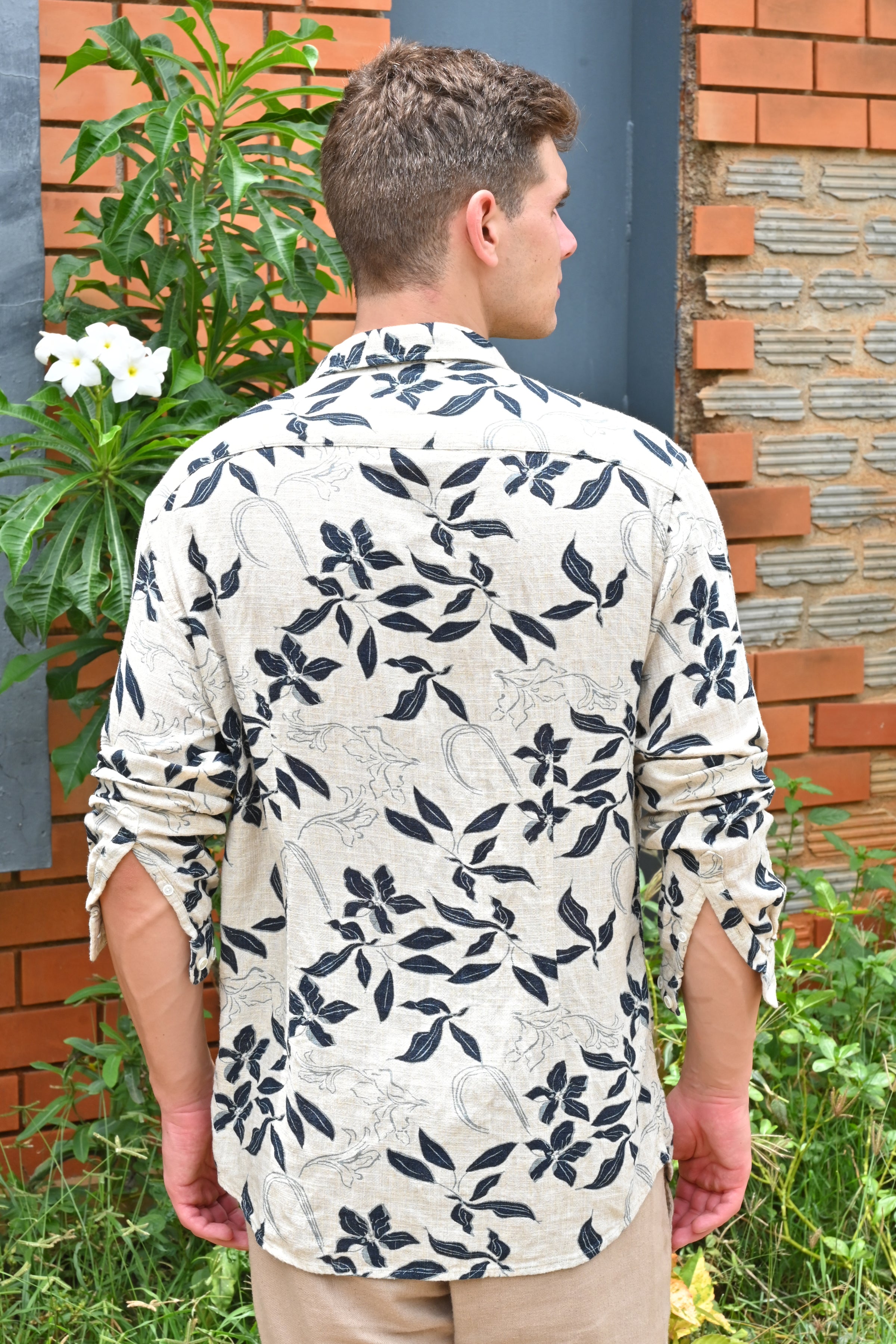 Men Viscose Linen Printed Shirt