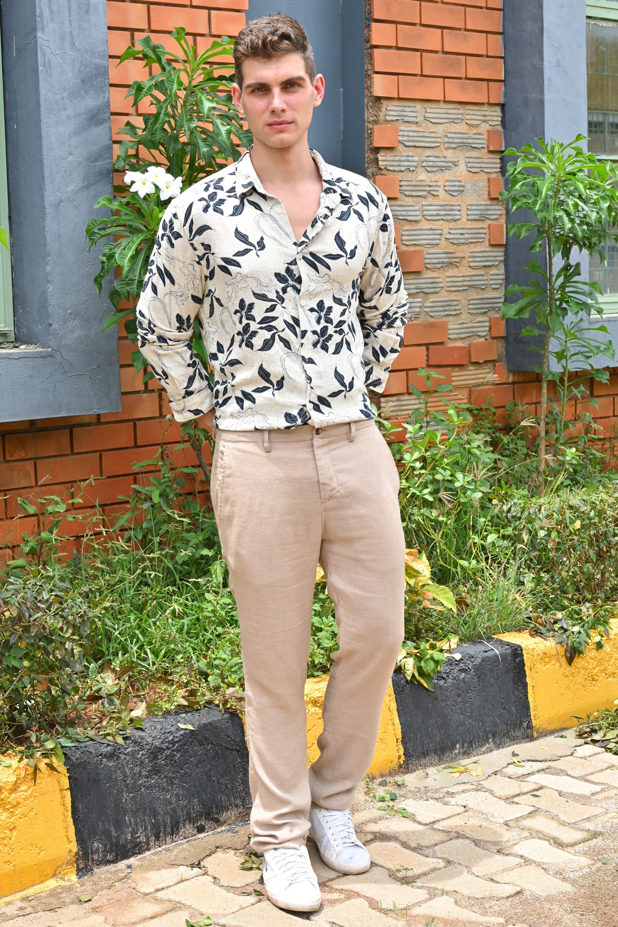 Men Viscose Linen Printed Shirt