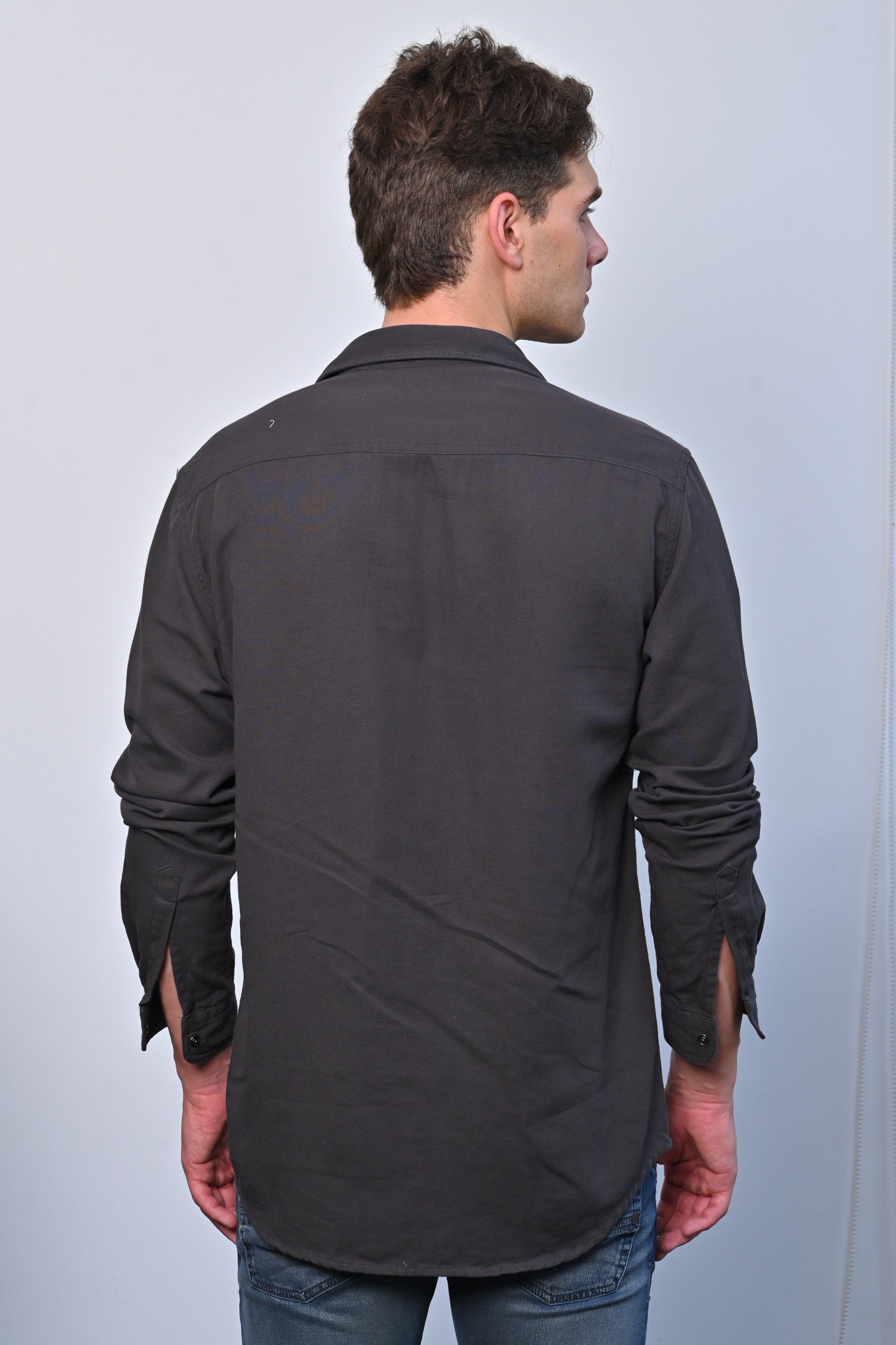 Men Cotton Pocketed Solid Shirt