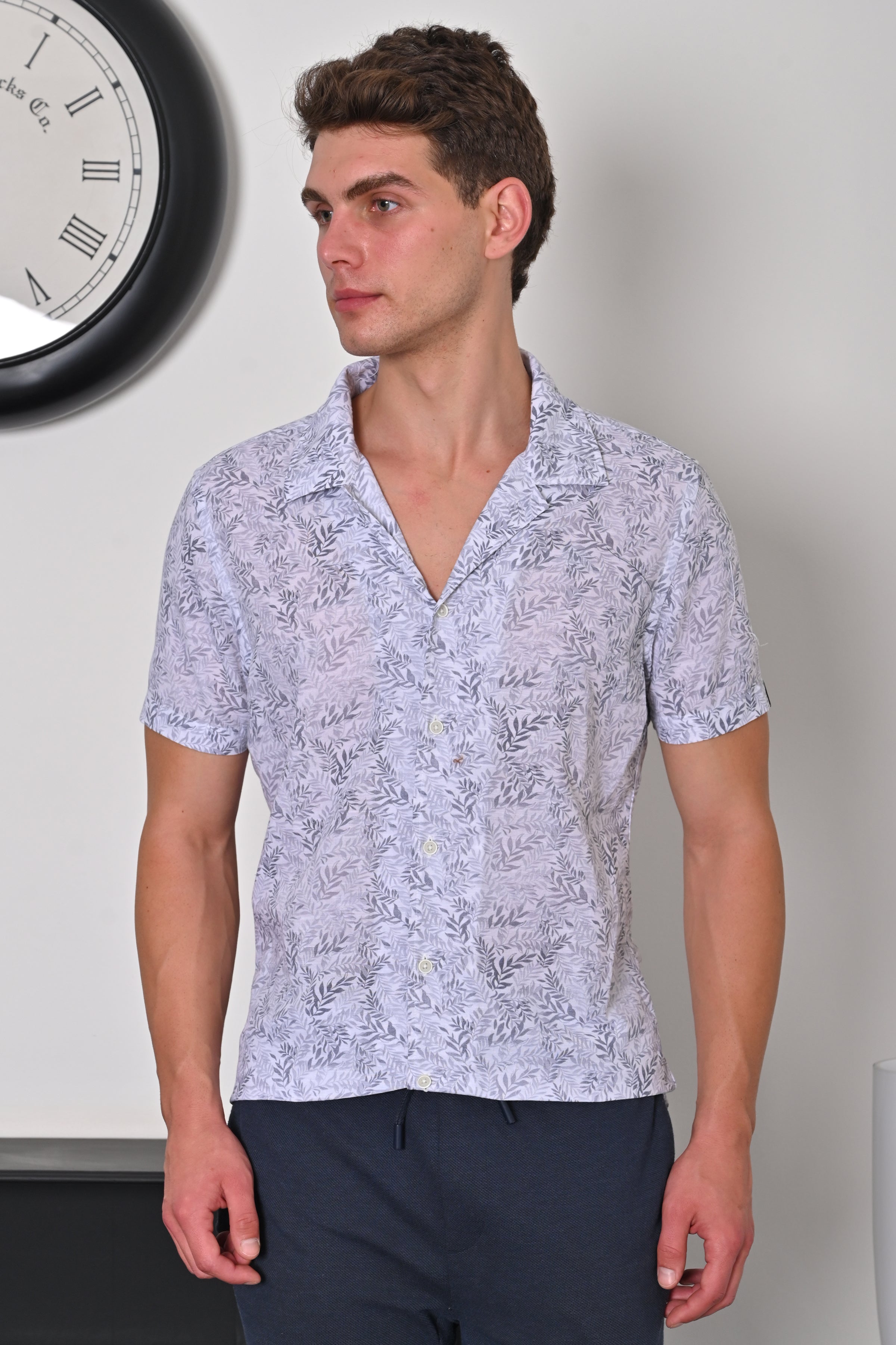 Men Cotton Linen Printed Shirt