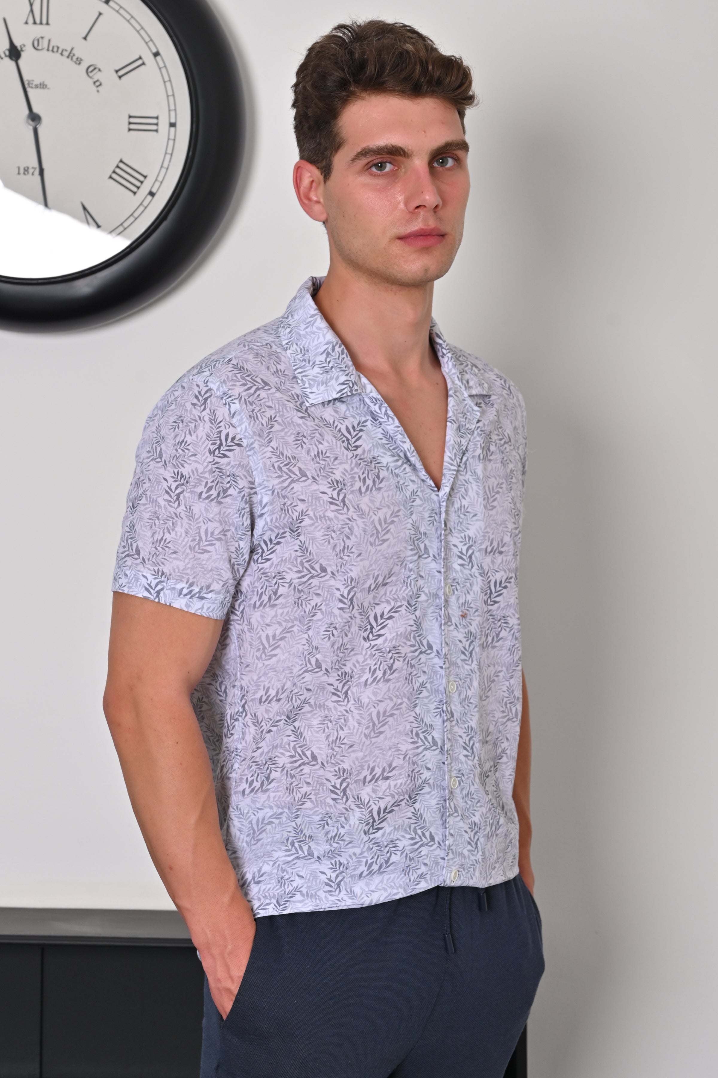 Men Cotton Linen Printed Shirt