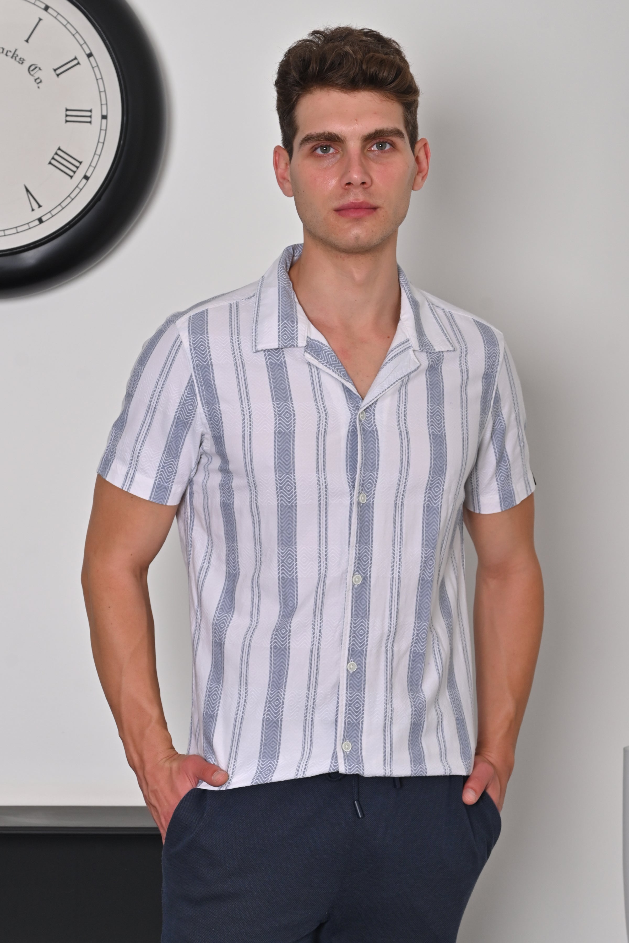 Men Structured Striped Shirt