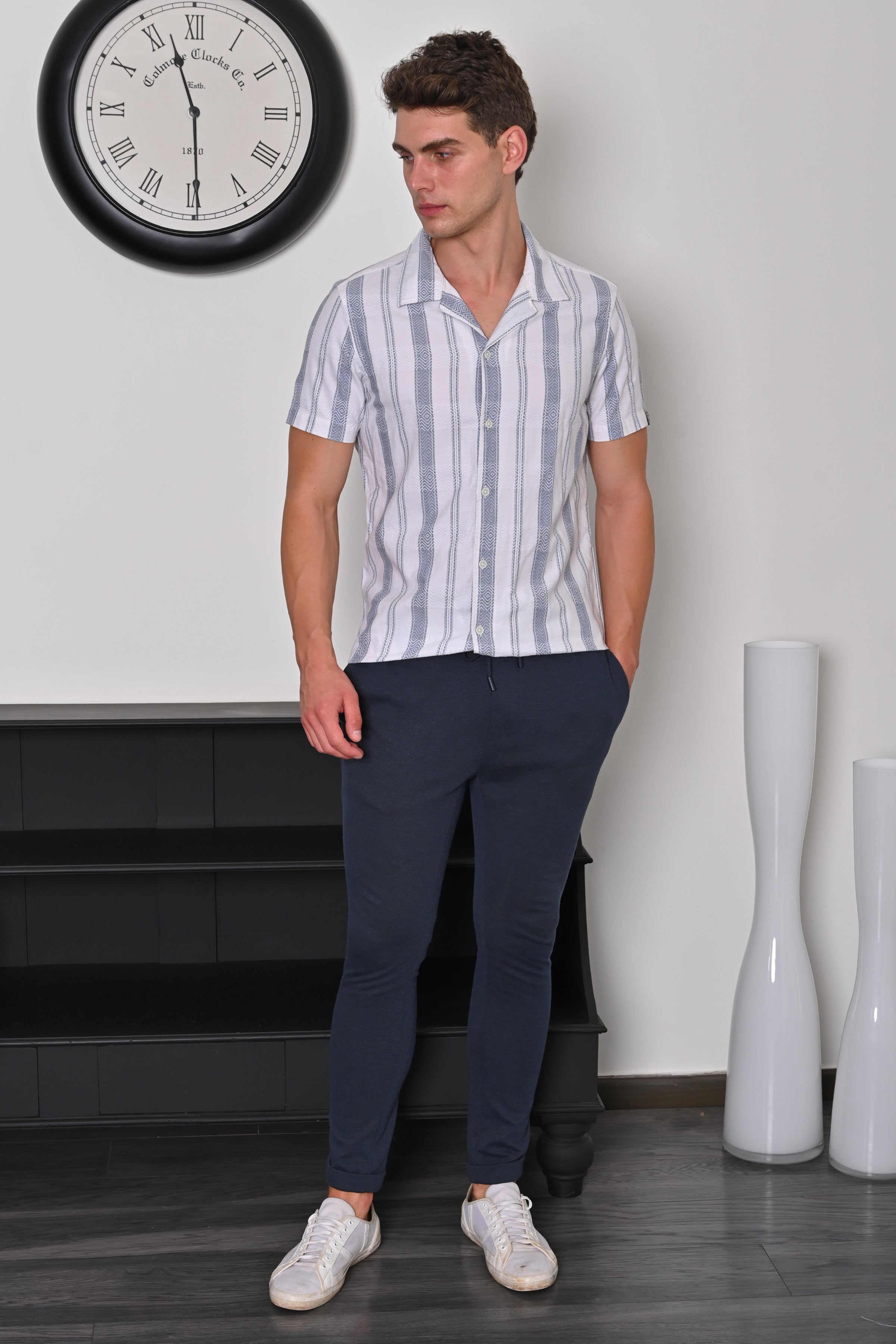 Men Structured Striped Shirt