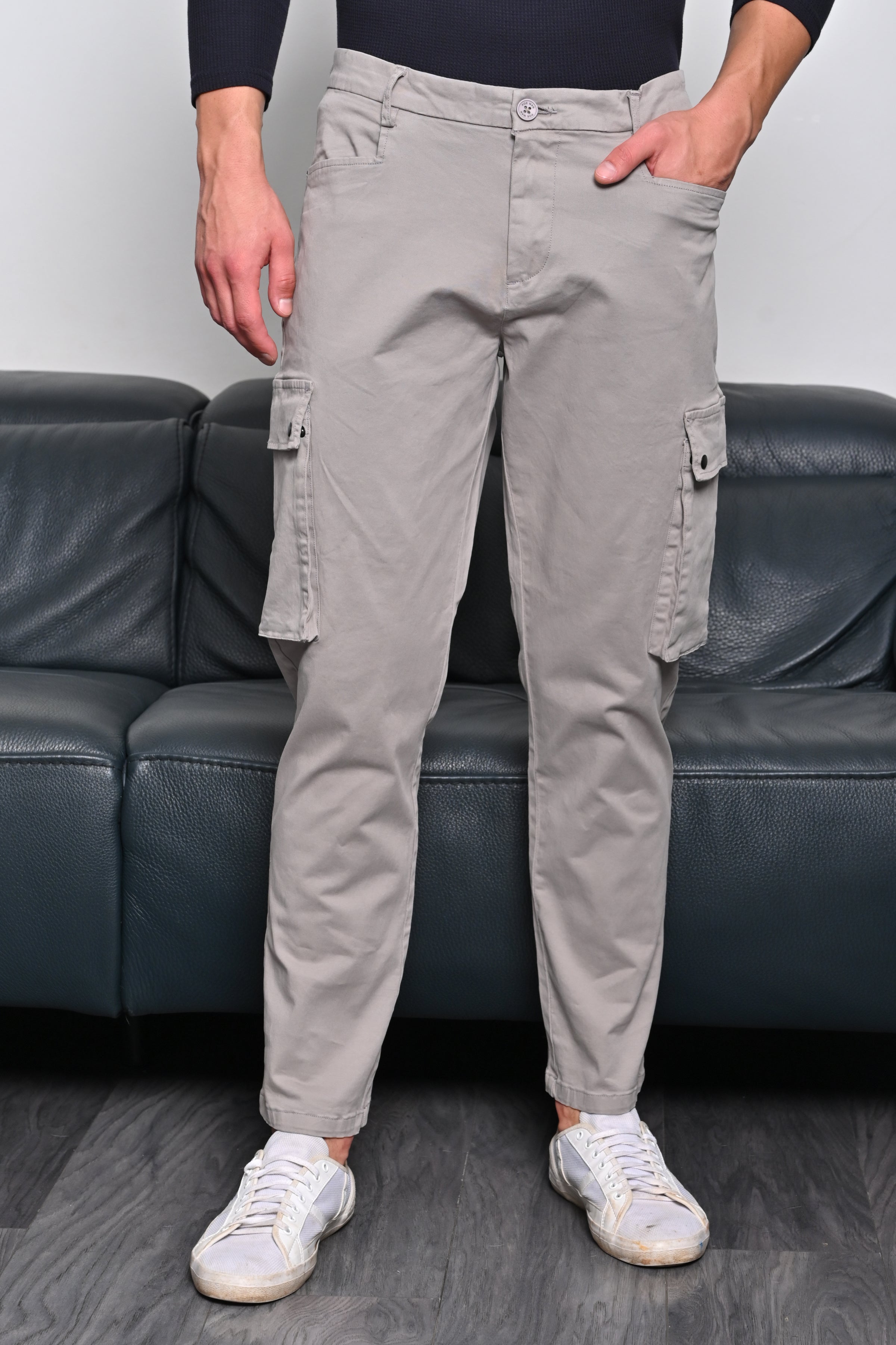 Men Cambio Soft Cargo Trouser Lt Grey