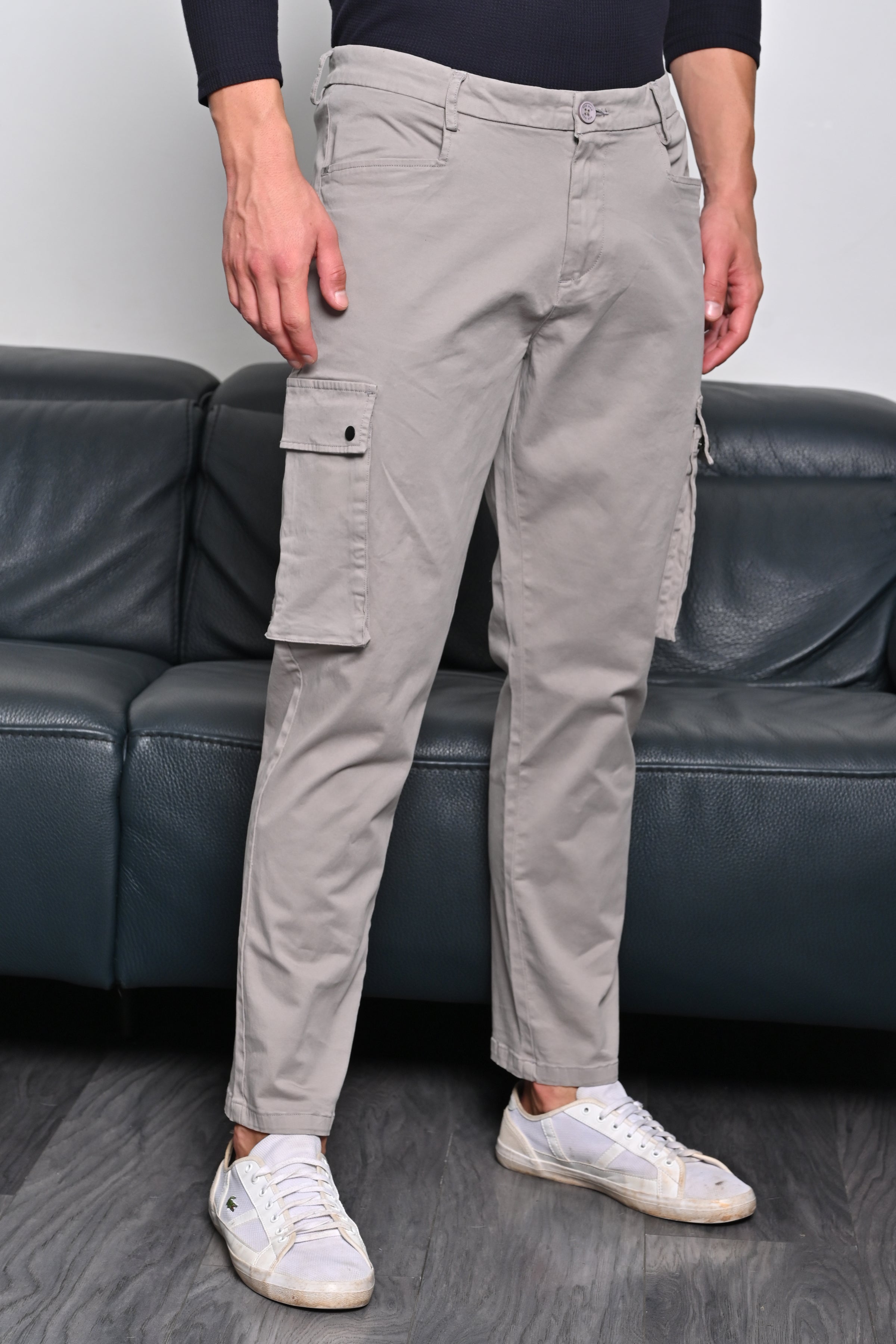 Men Cambio Soft Cargo Trouser Lt Grey