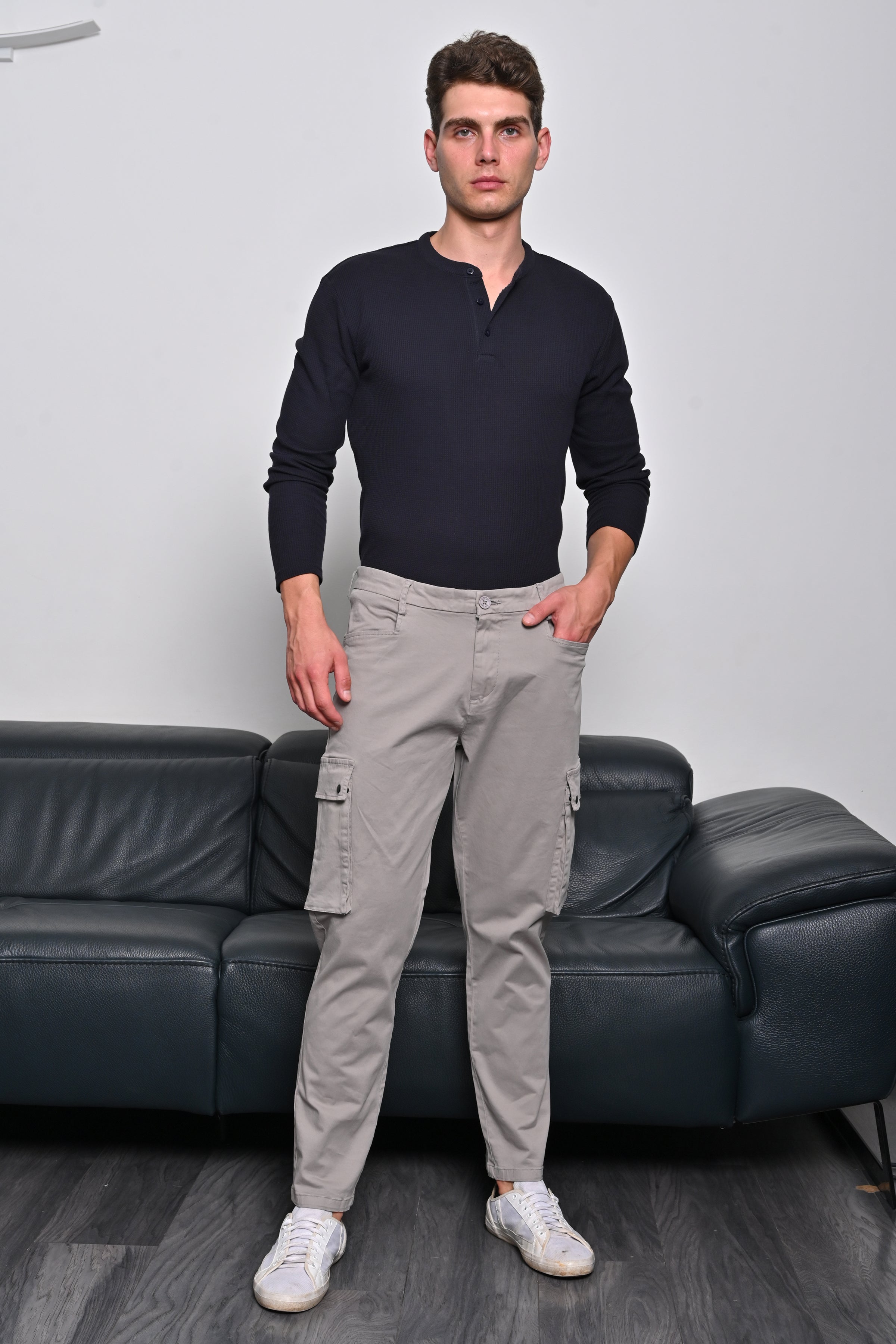 Men Cambio Soft Cargo Trouser Lt Grey