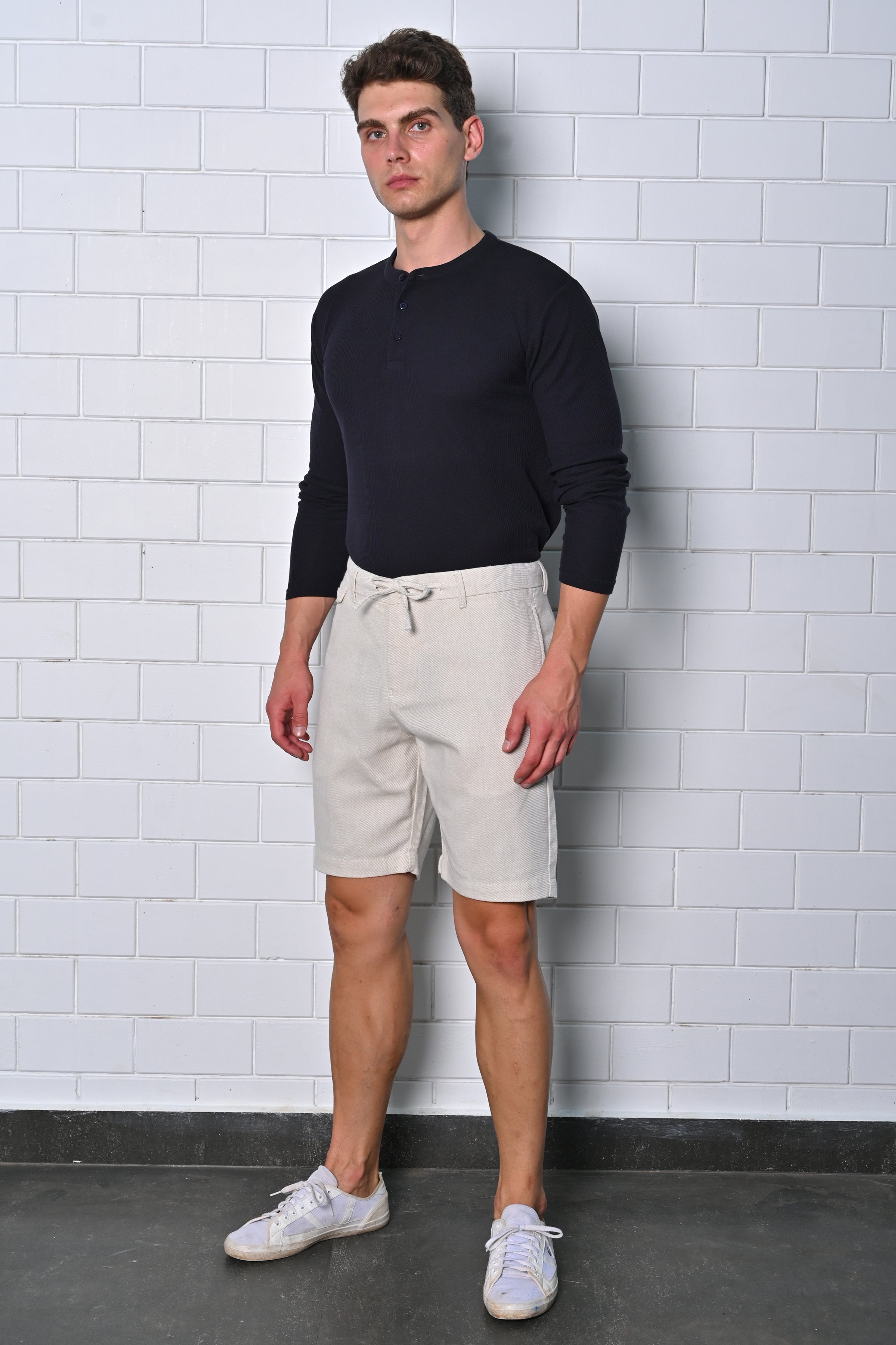 Men Terry Cotton Comfort Shorts Beige