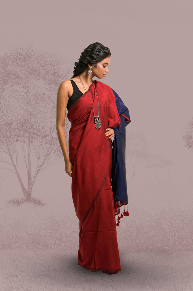 Ishq ke Jharokhe Red Handloom Cotton Acrylic Saree