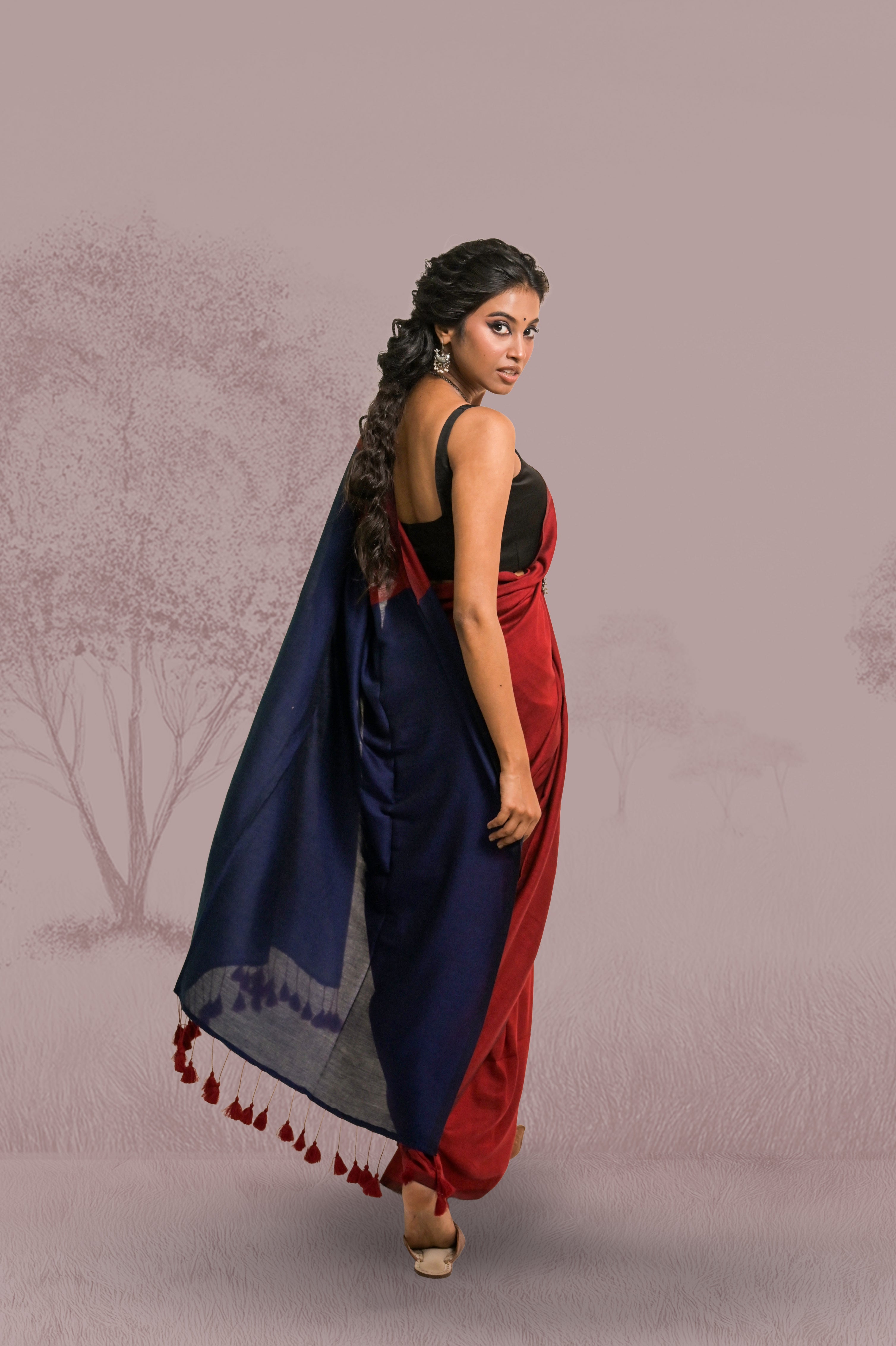 Ishq ke Jharokhe Red Handloom Cotton Acrylic Saree