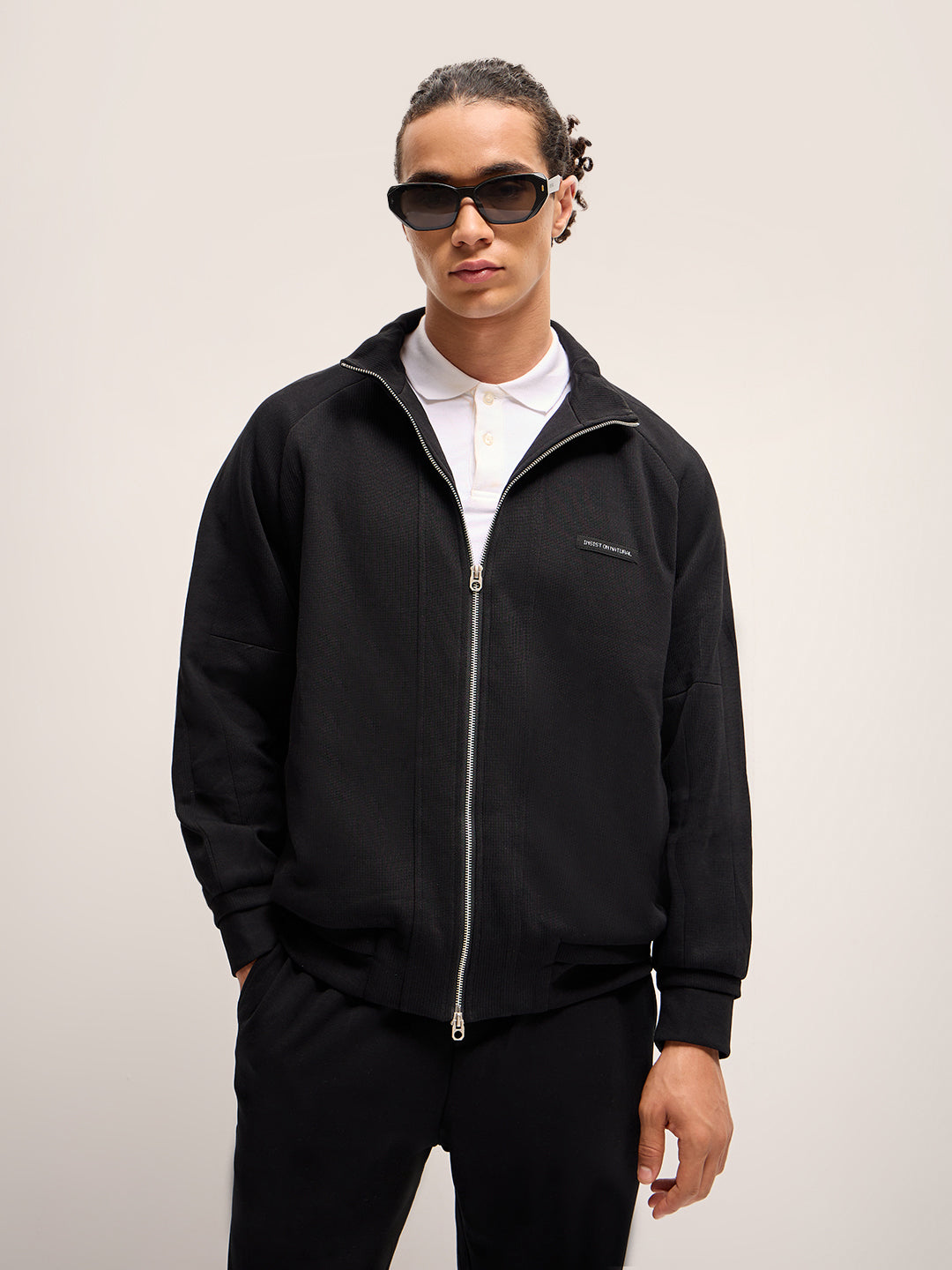 Men Black Regular Fit Casual Jacket
