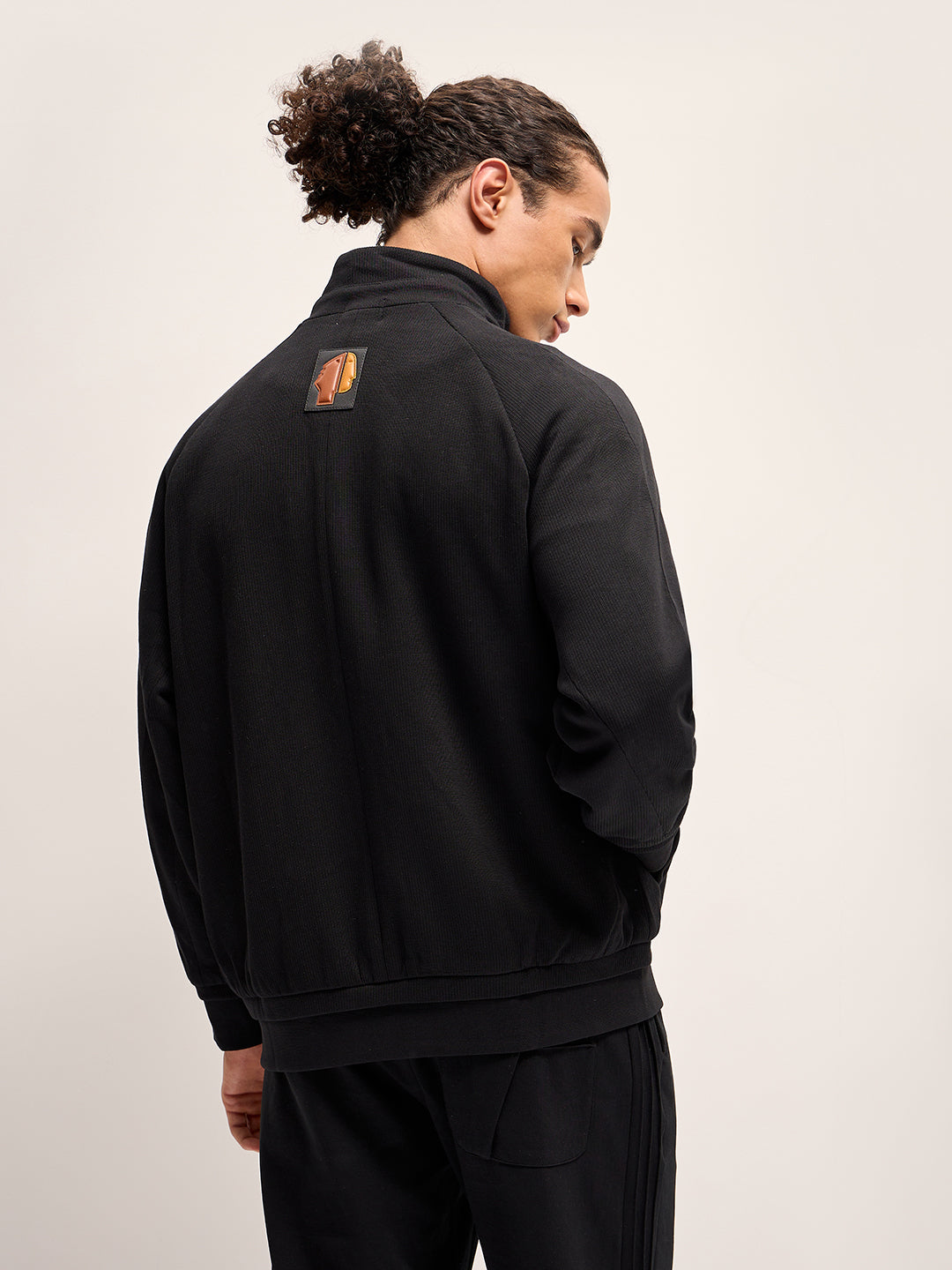 Men Black Regular Fit Casual Jacket