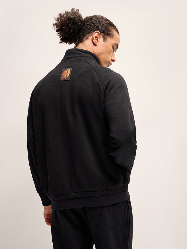 Men Black Regular Fit Casual Jacket